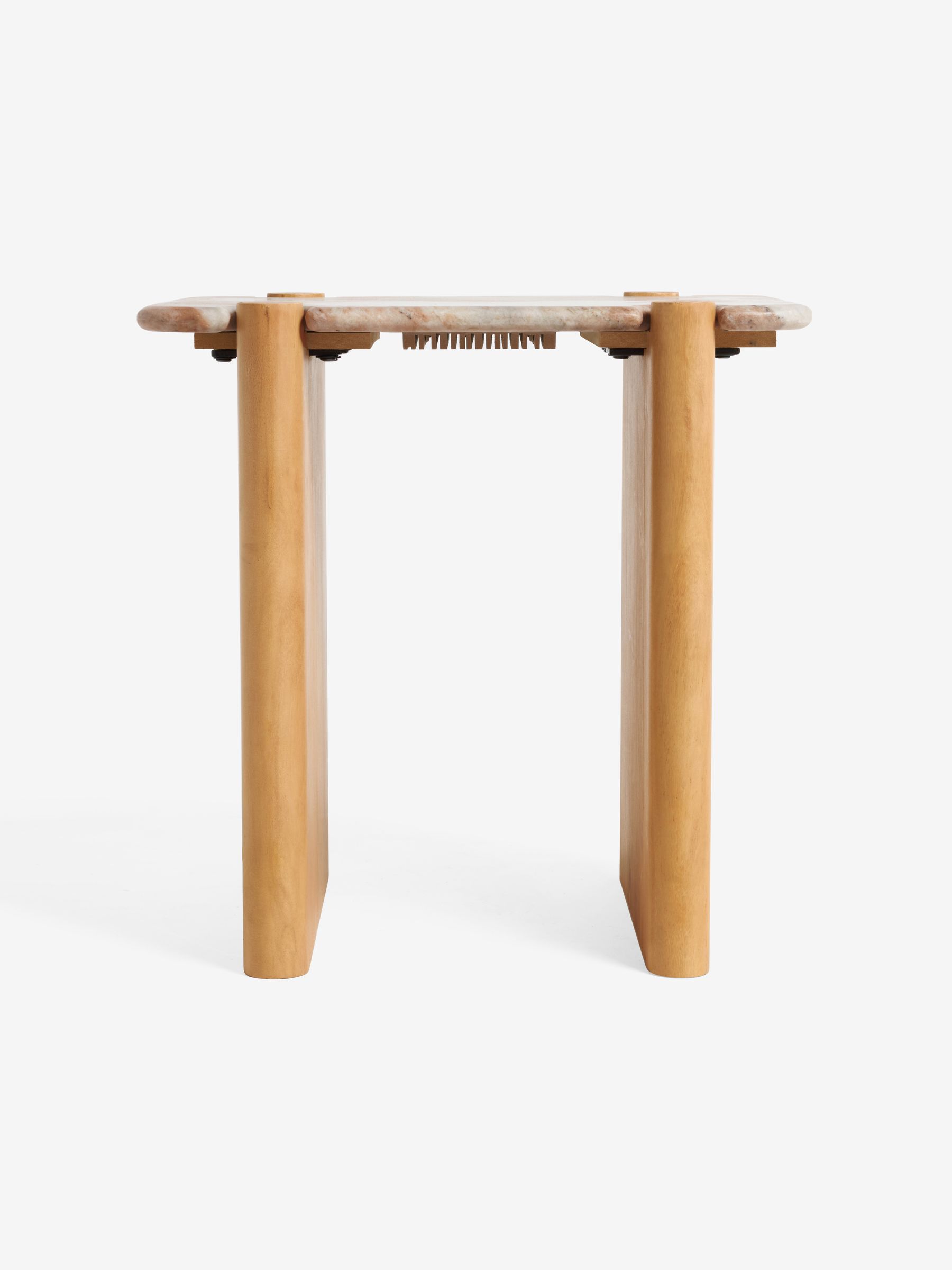 Callen Side Table in Acacia Wood and Solid Marble - Image 6 of 6