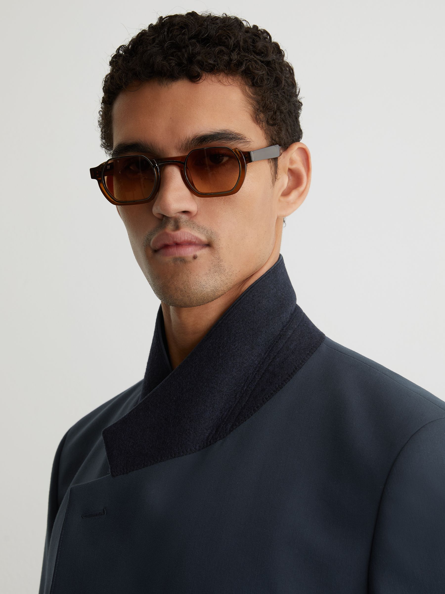 Monogram Relaxed-Fit Double-Breasted Blazer in Airforce Blue - Image 4 of 9