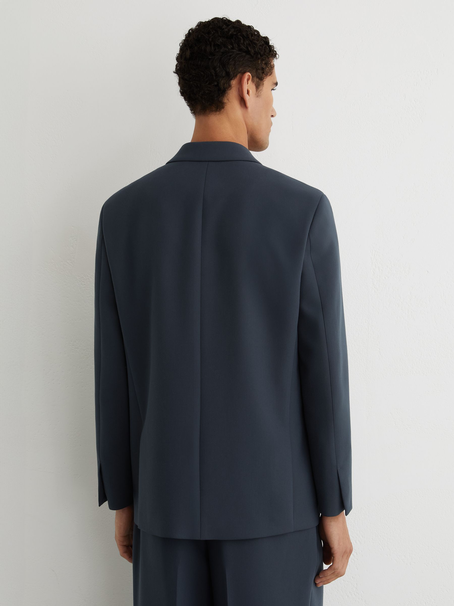 Monogram Relaxed-Fit Double-Breasted Blazer in Airforce Blue - Image 5 of 9