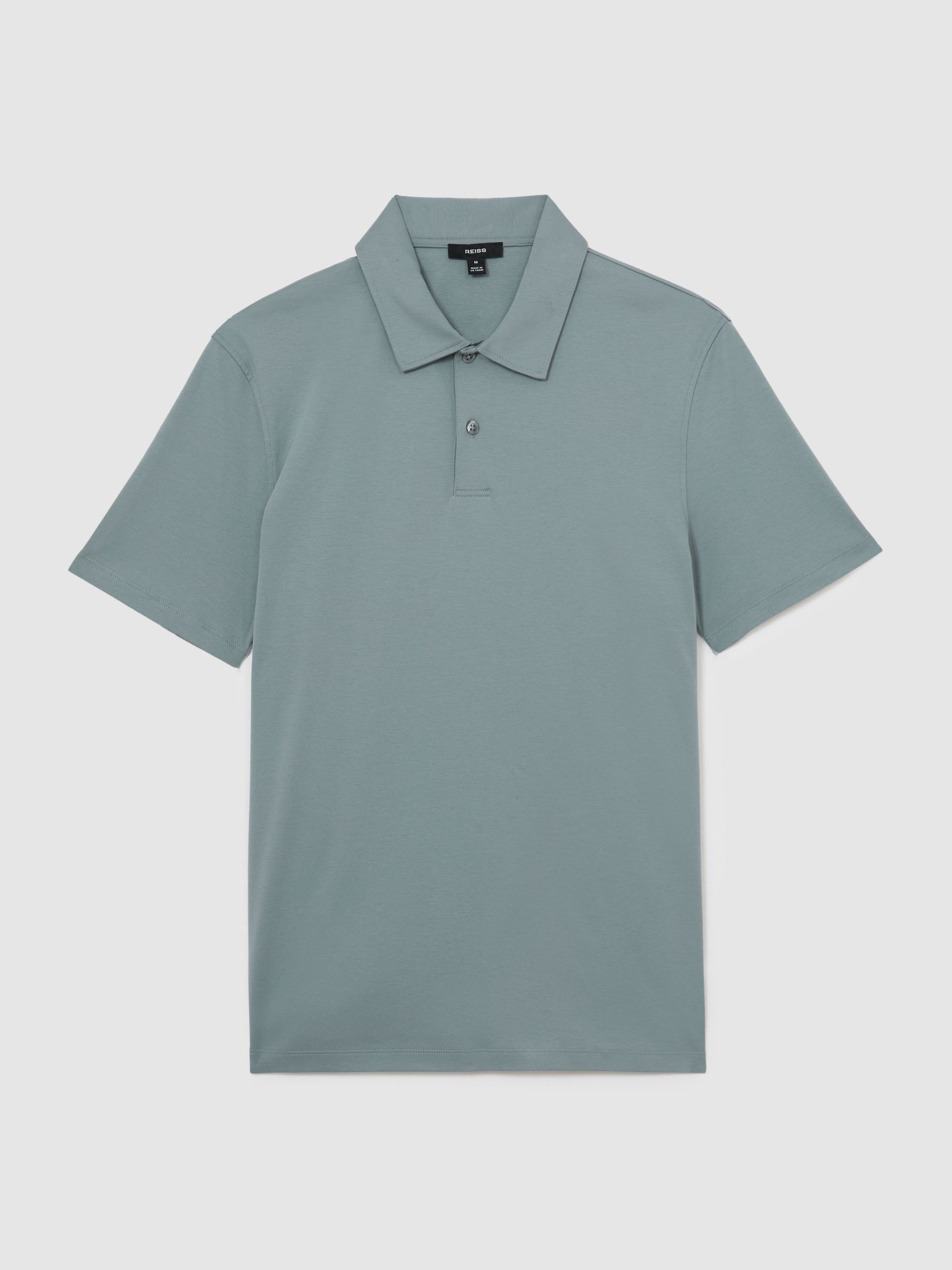 Air-Water Cotton Polo Shirt in Steel Blue - Image 2 of 6