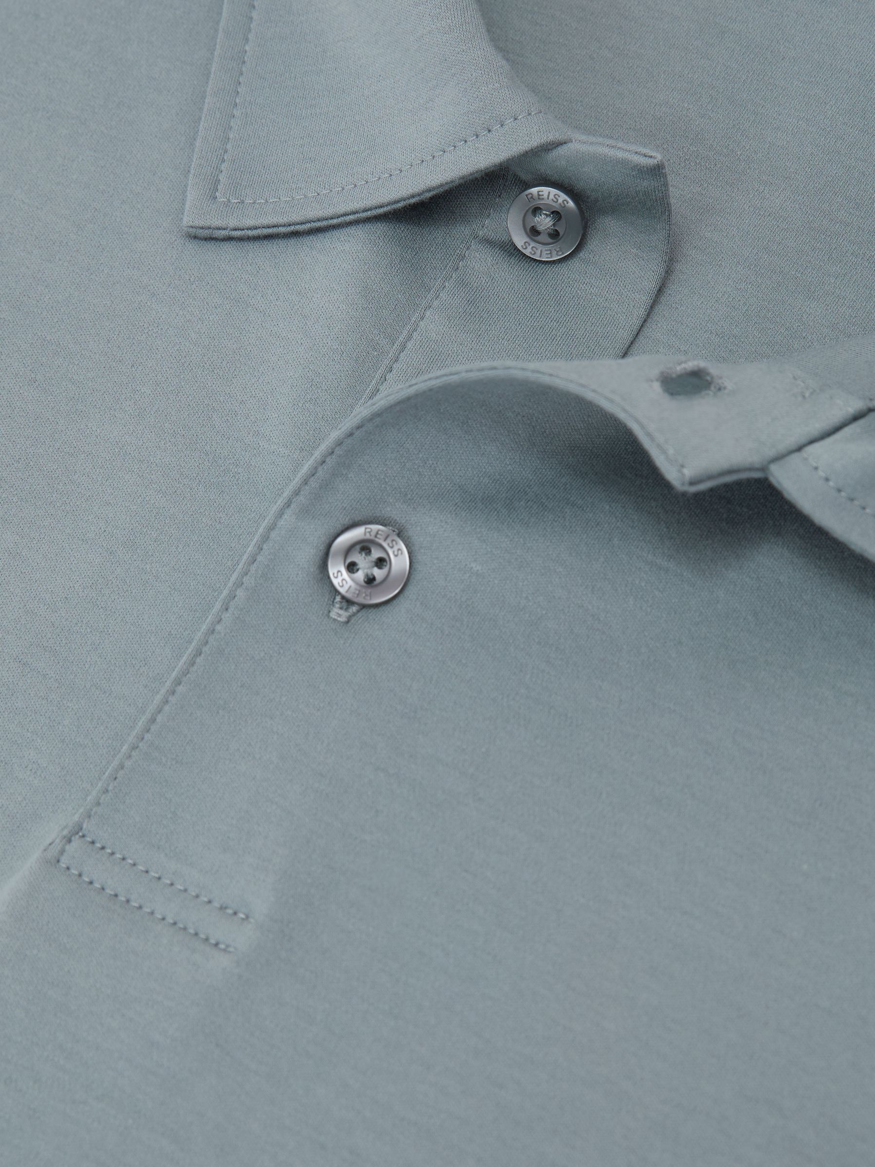 Air-Water Cotton Polo Shirt in Steel Blue - Image 6 of 6