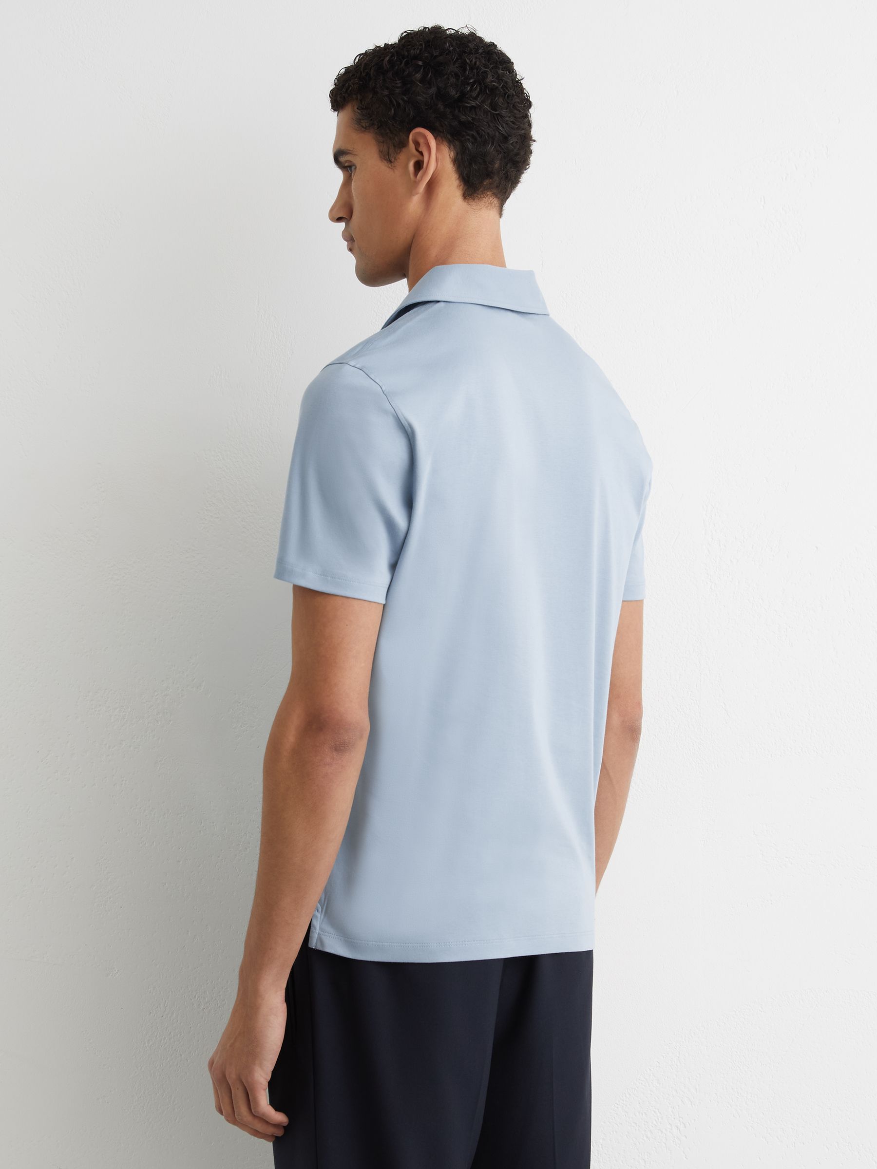 Airwater-Cotton Logo Polo Shirt in Soft Blue - image 4