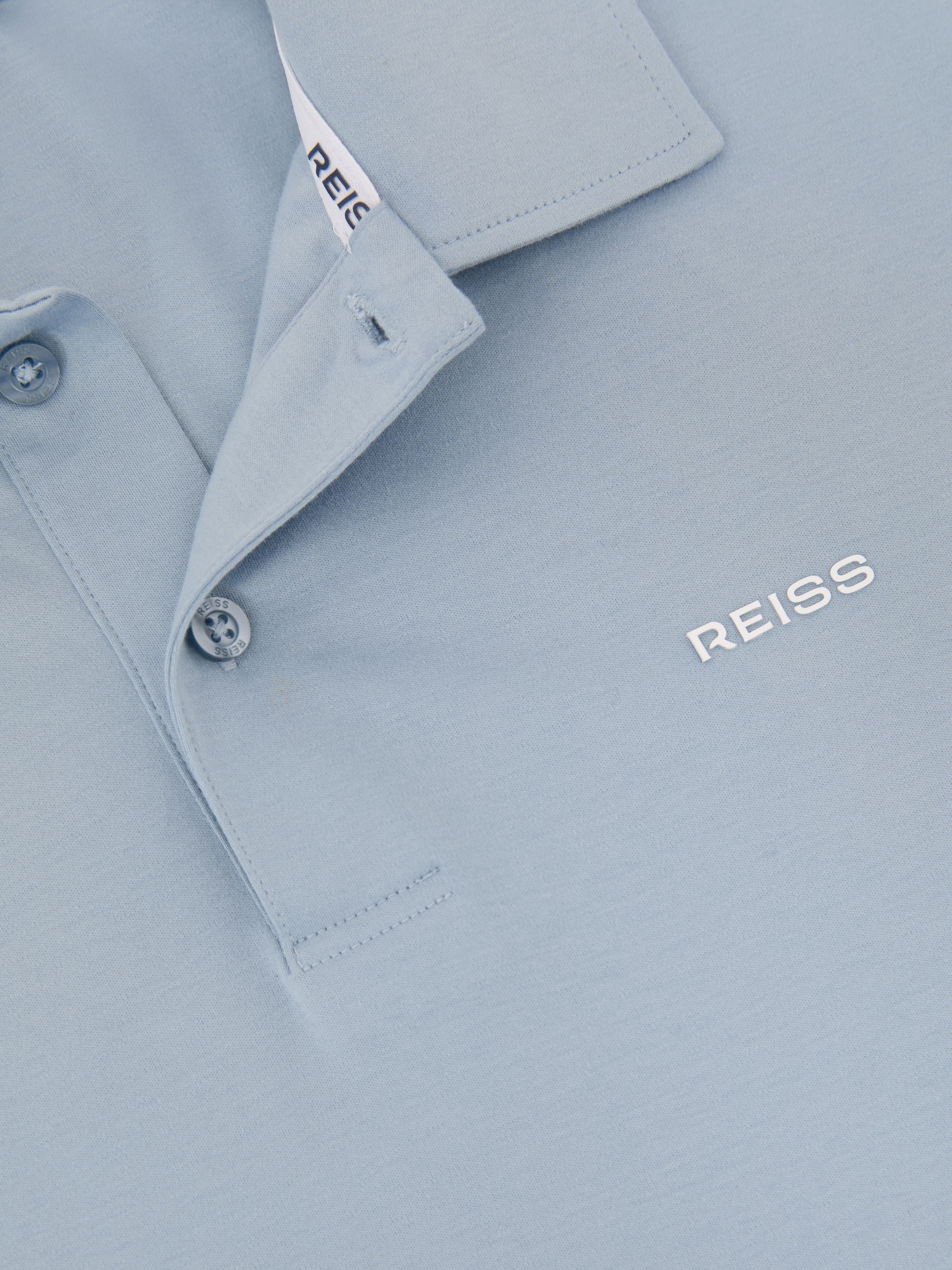 Airwater-Cotton Logo Polo Shirt in Soft Blue - Image 6 of 6