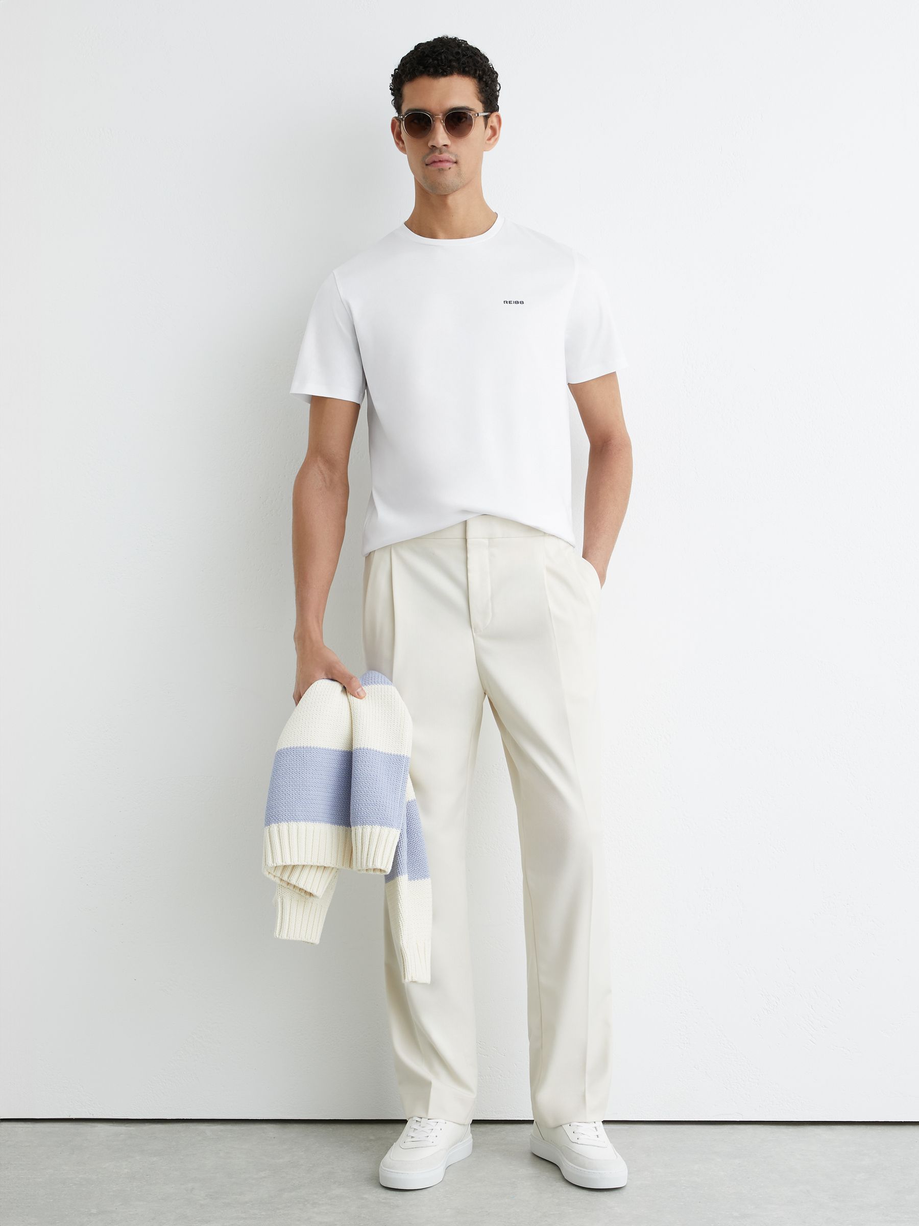 Cotton Logo Crew-Neck T-shirt in White - Image 3 of 6