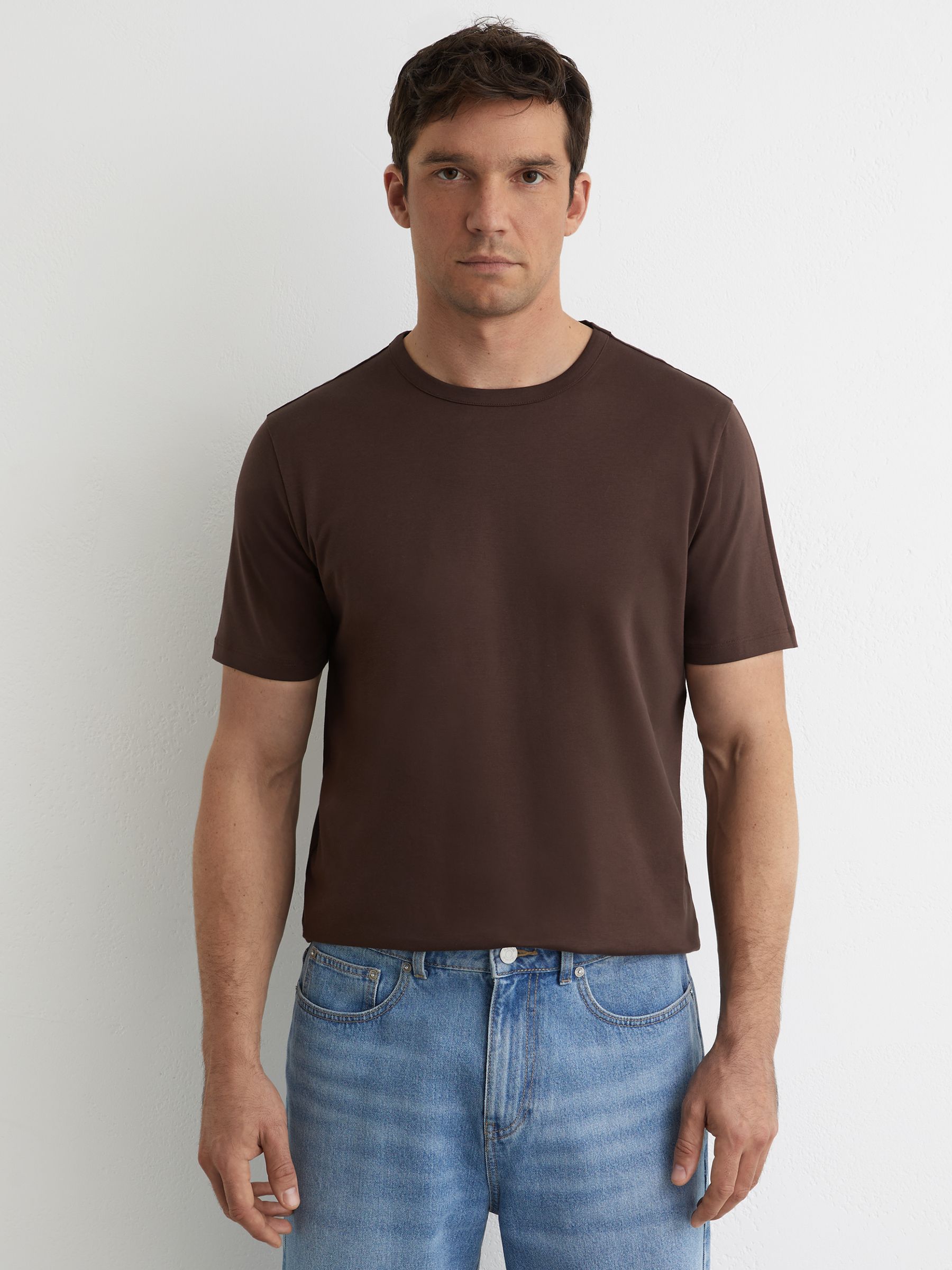 Air-Water Cotton Tailored-Fit T-Shirt in Brown - Image 1 of 6