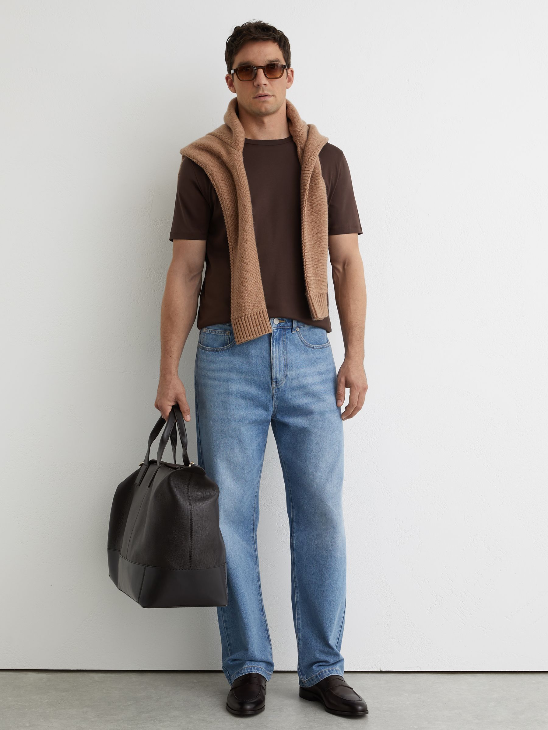 Air-Water Cotton Tailored-Fit T-Shirt in Brown - Image 3 of 6