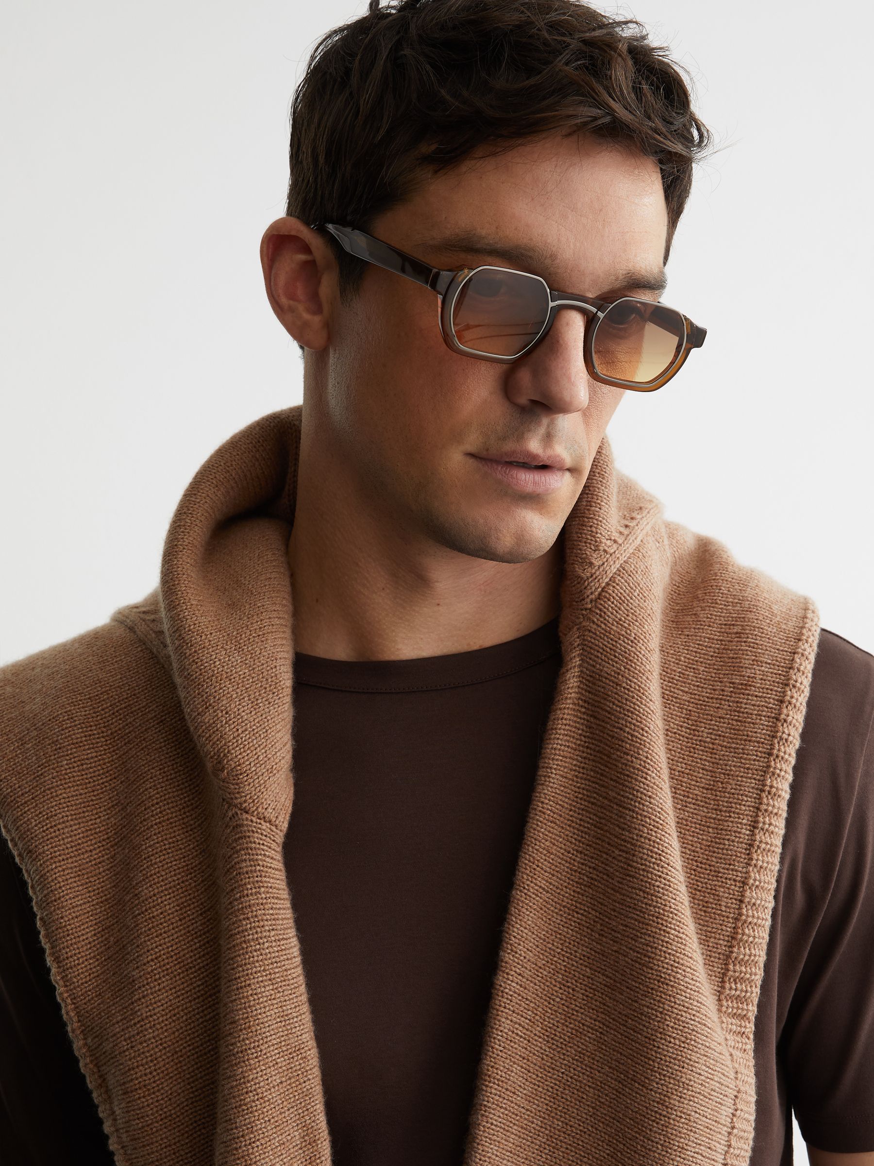 Air-Water Cotton Tailored-Fit T-Shirt in Brown - image 5