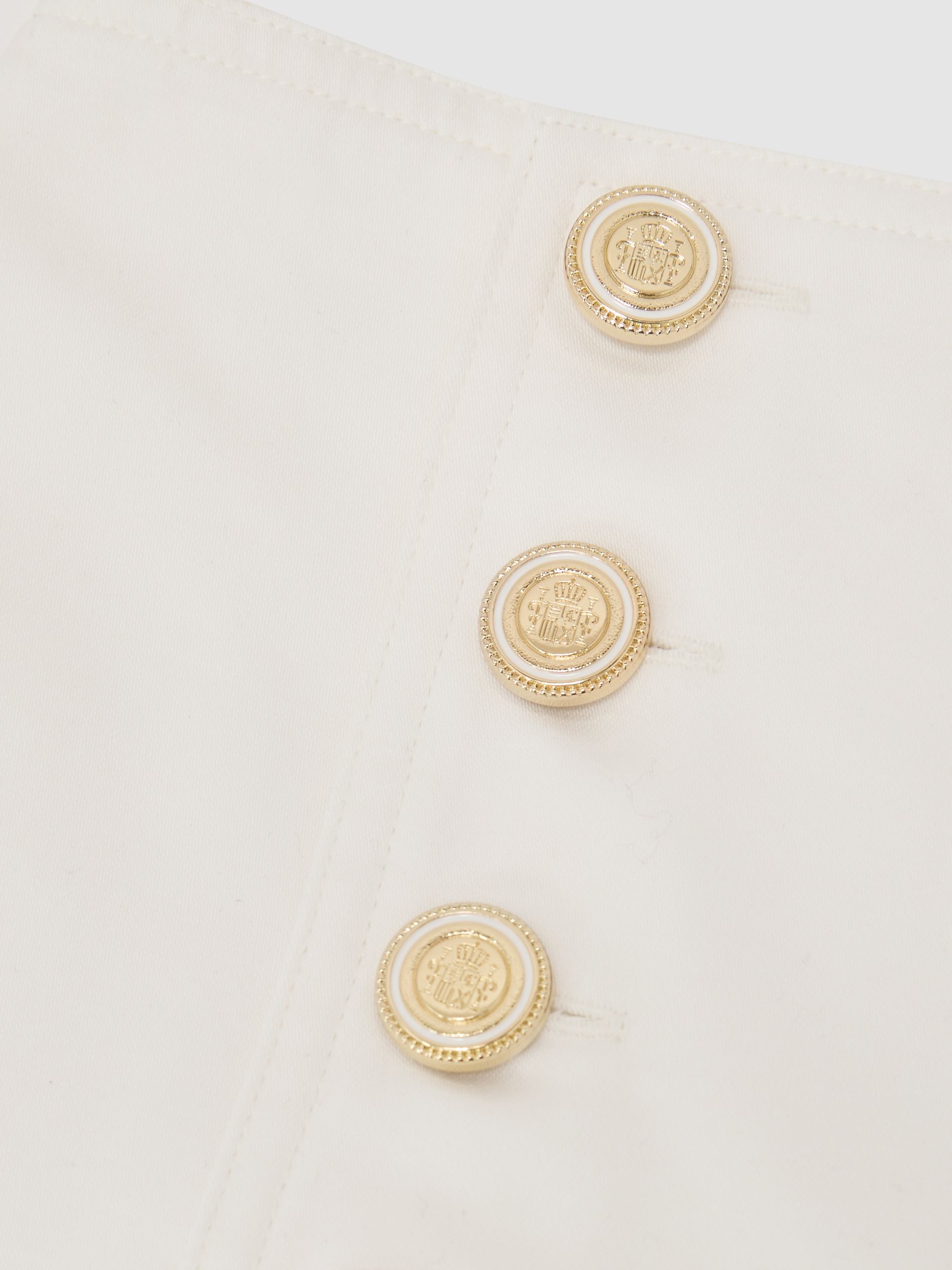 Cotton Button-Detail Midi Skirt in Ivory - image 5