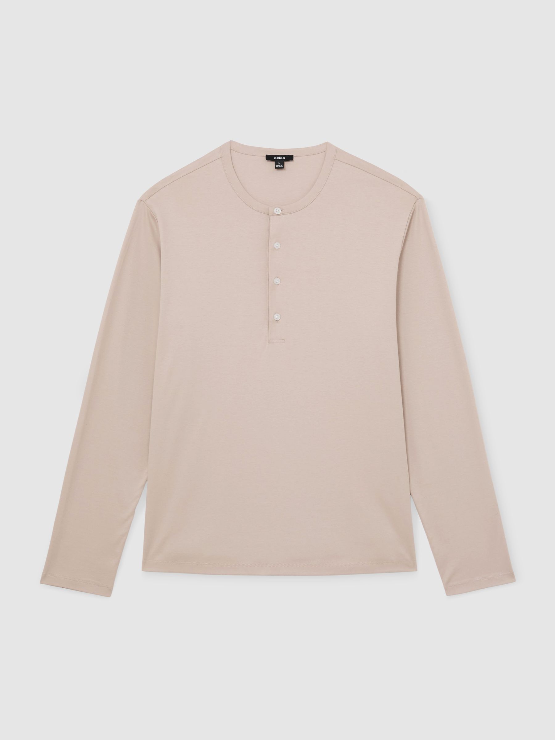 Airwater-Cotton Jersey Henley T-Shirt in Stone - image 1