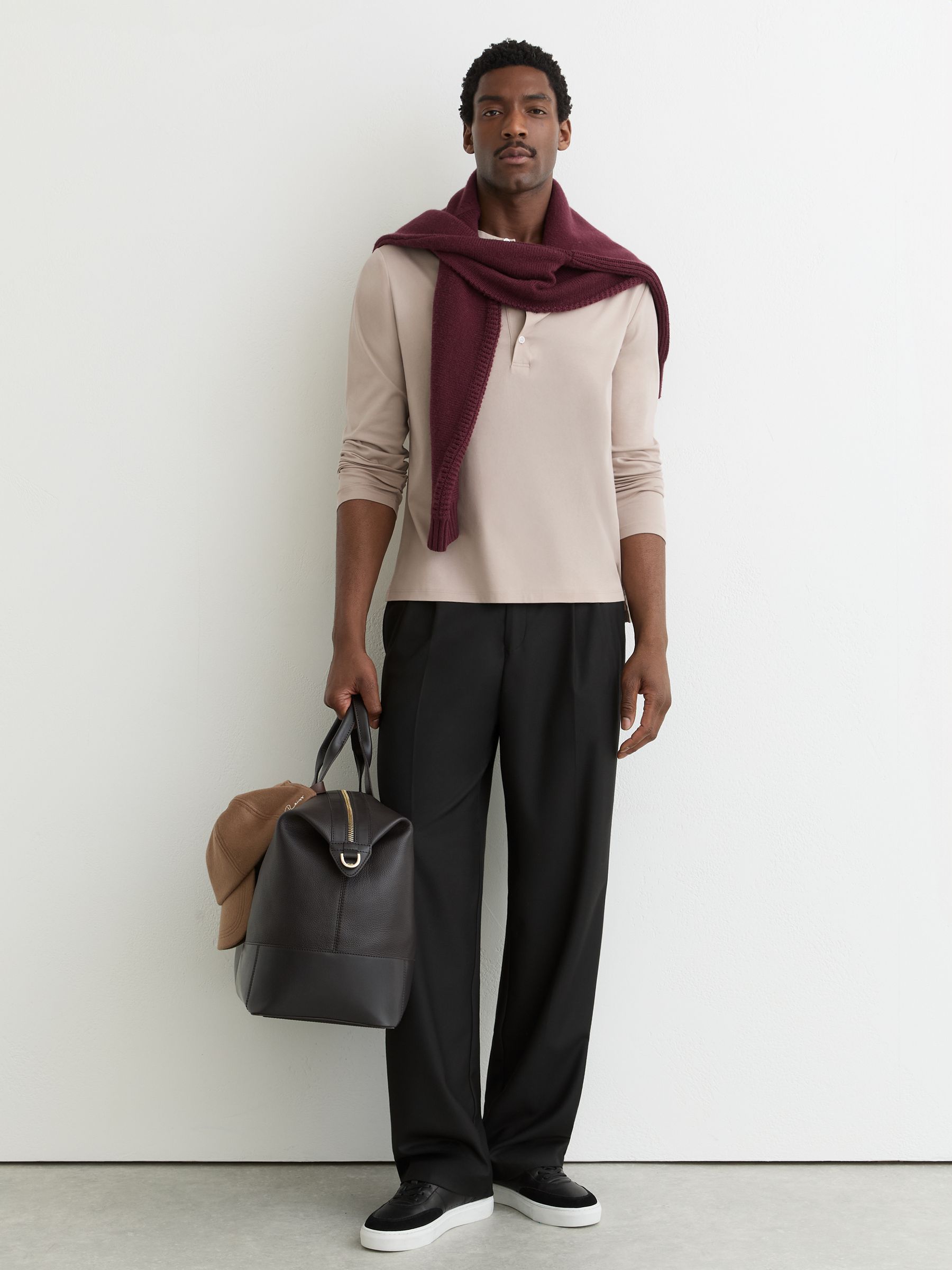 Airwater-Cotton Henley Shirt in Stone - Image 3 of 6