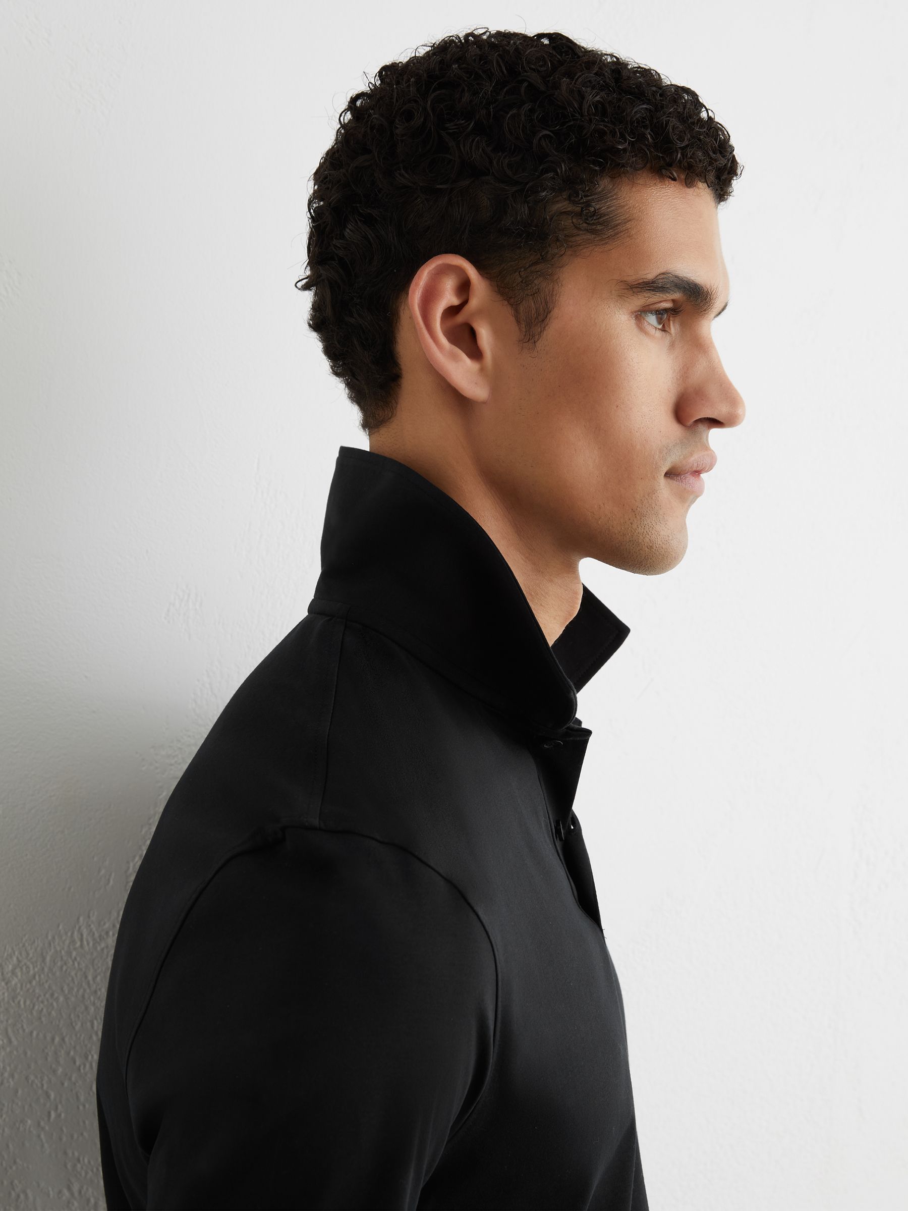 Airwater-Cotton Logo Polo Shirt in Black - Image 4 of 6