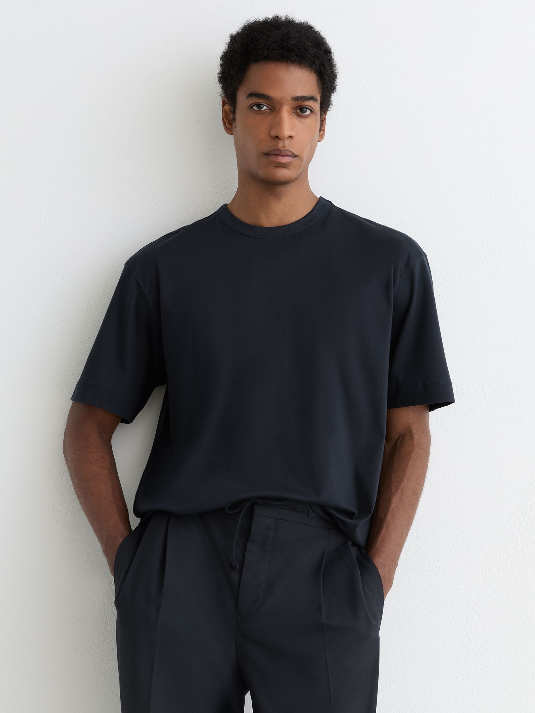 Airwater-Cotton Relaxed-Fit T-Shirt in Navy - Image 1 of 6