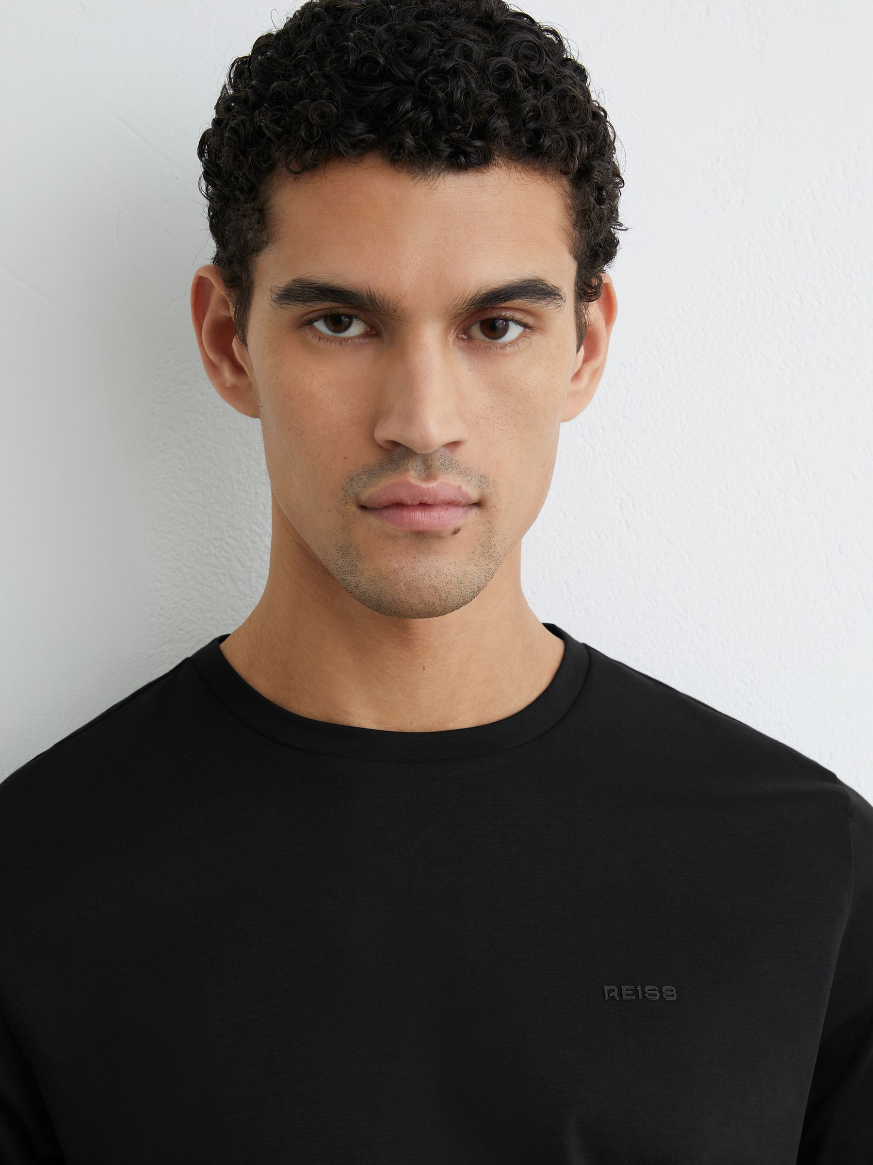 Cotton Logo Crew-Neck T-shirt in Black - Image 1 of 6