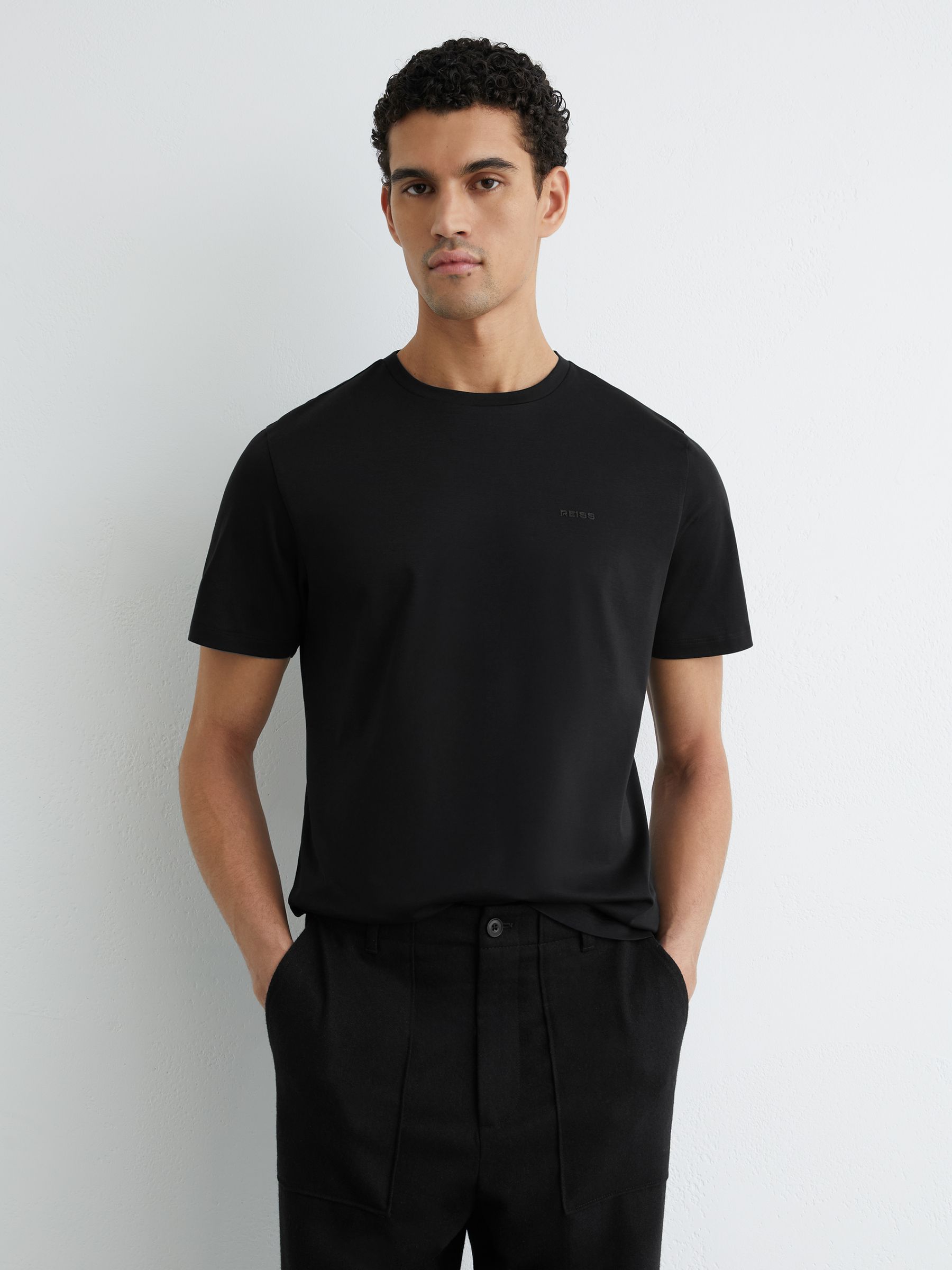 Cotton Logo Crew-Neck T-shirt in Black - Image 3 of 6