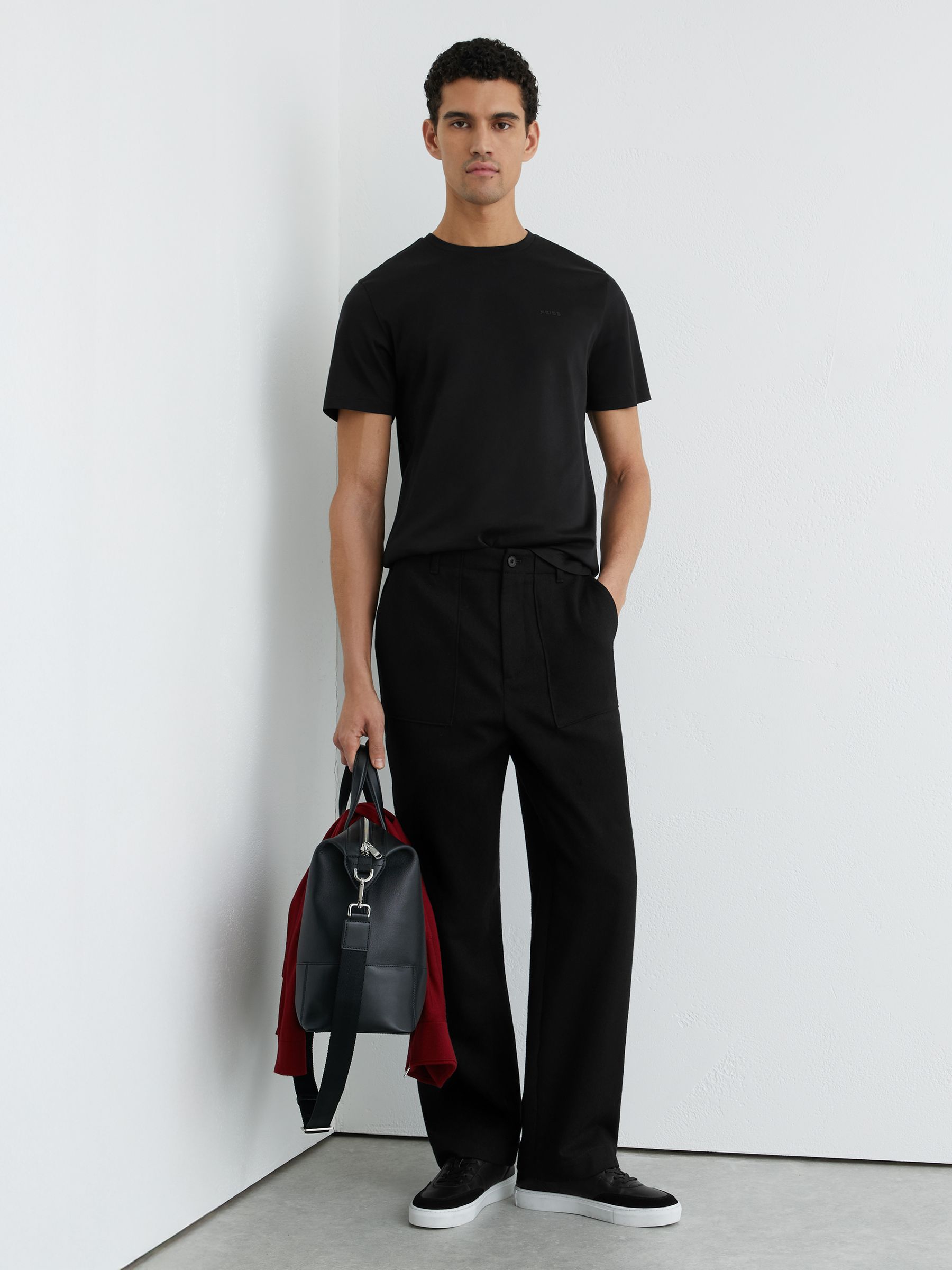 Cotton Logo Crew-Neck T-shirt in Black - Image 4 of 6