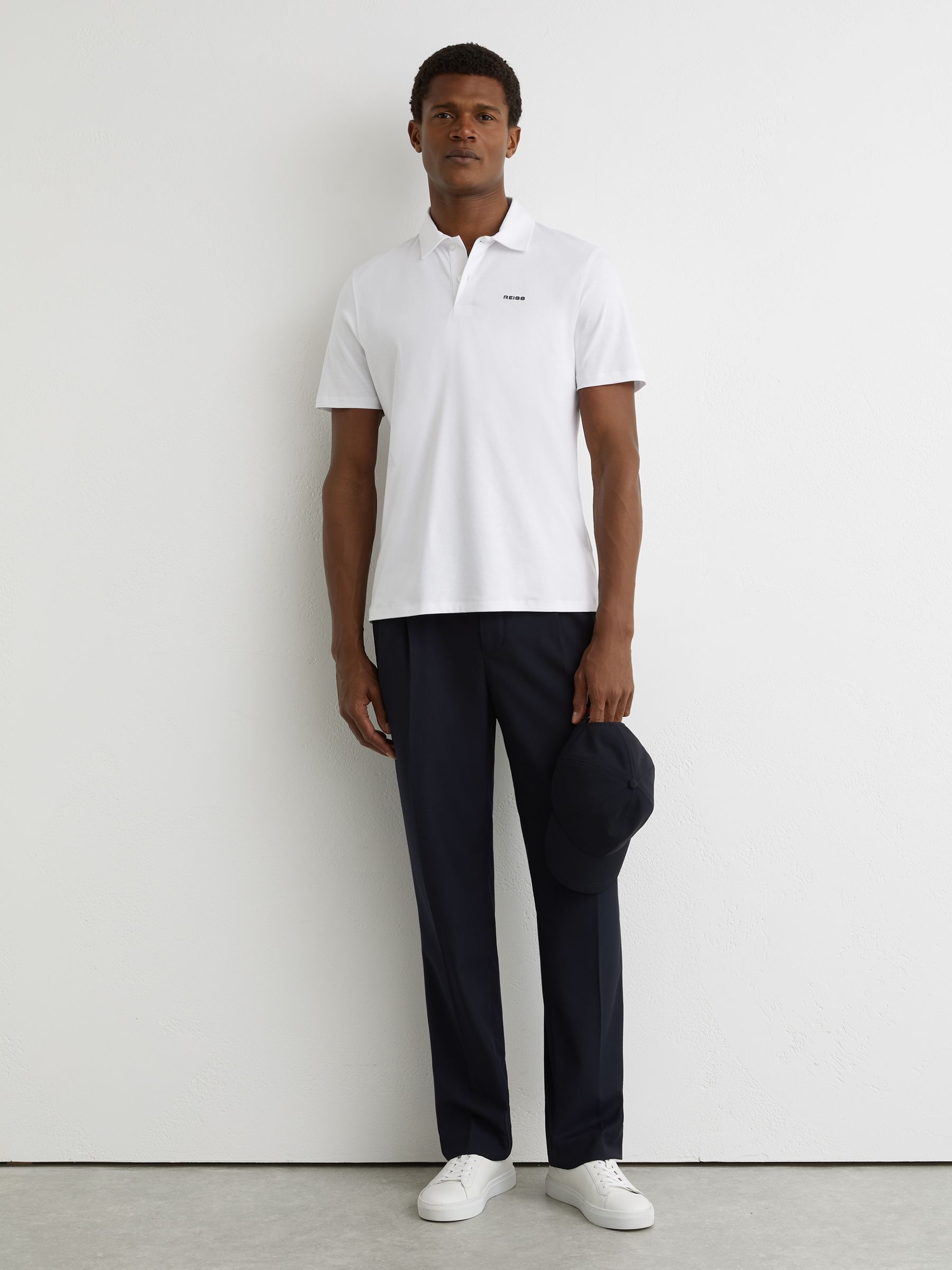 Airwater-Cotton Logo Polo Shirt in White - Image 1 of 6