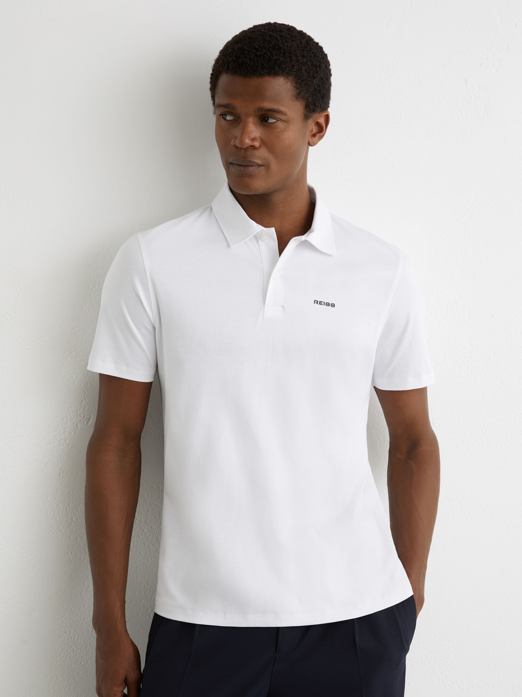 Airwater-Cotton Logo Polo Shirt in White - Image 3 of 6