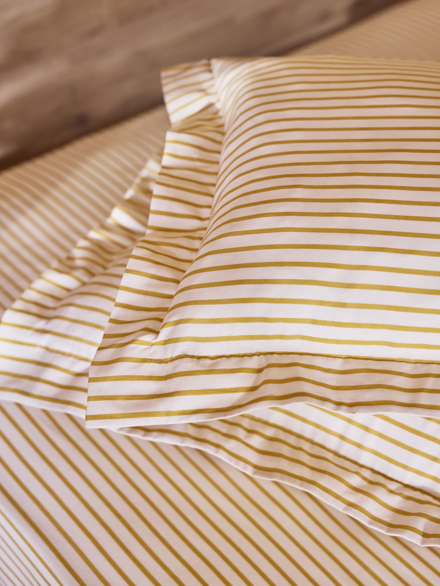 Set of 2 Ochre Stripe Pillowcase - Image 3 of 3