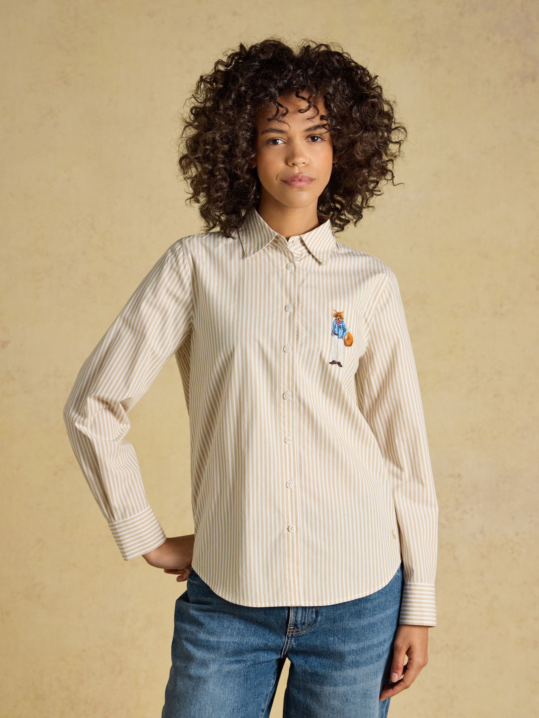 Tan Striped Classic Poplin Shirt - Image 1 of 8