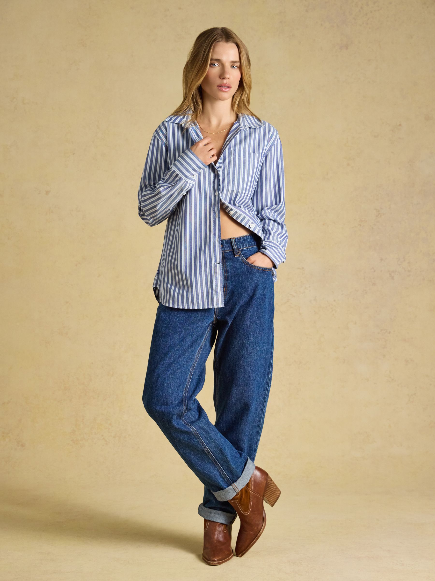 Boyfriend Oxford Blue Stripe Shirt - Image 6 of 8