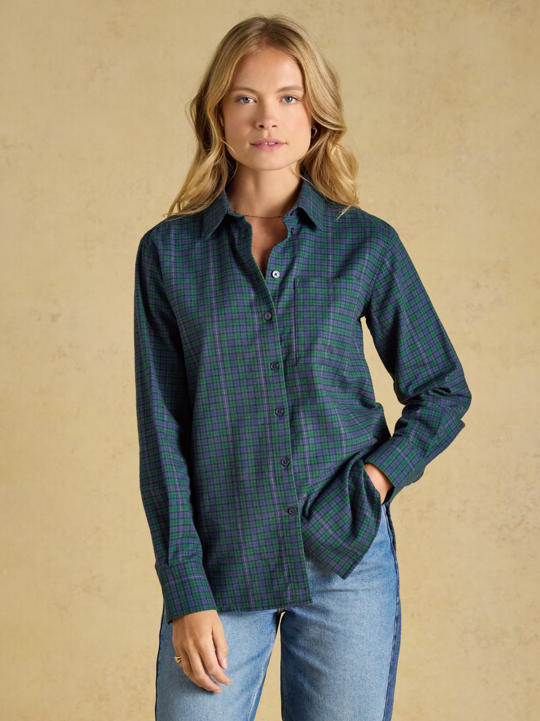 Brushed Navy Boyfriend Fit Shirt - Image 1 of 7