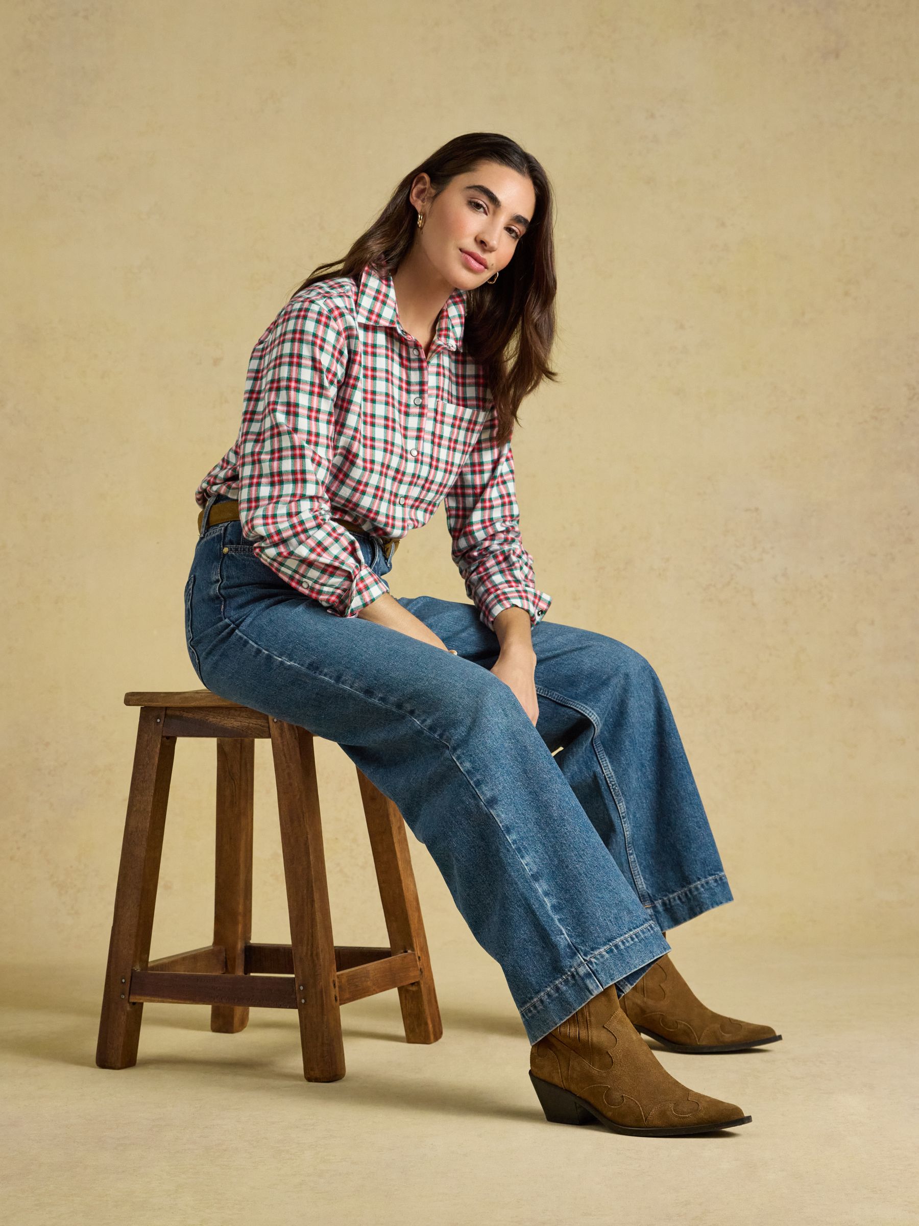 Brushed Red Boyfriend Fit Shirt - Image 3 of 8