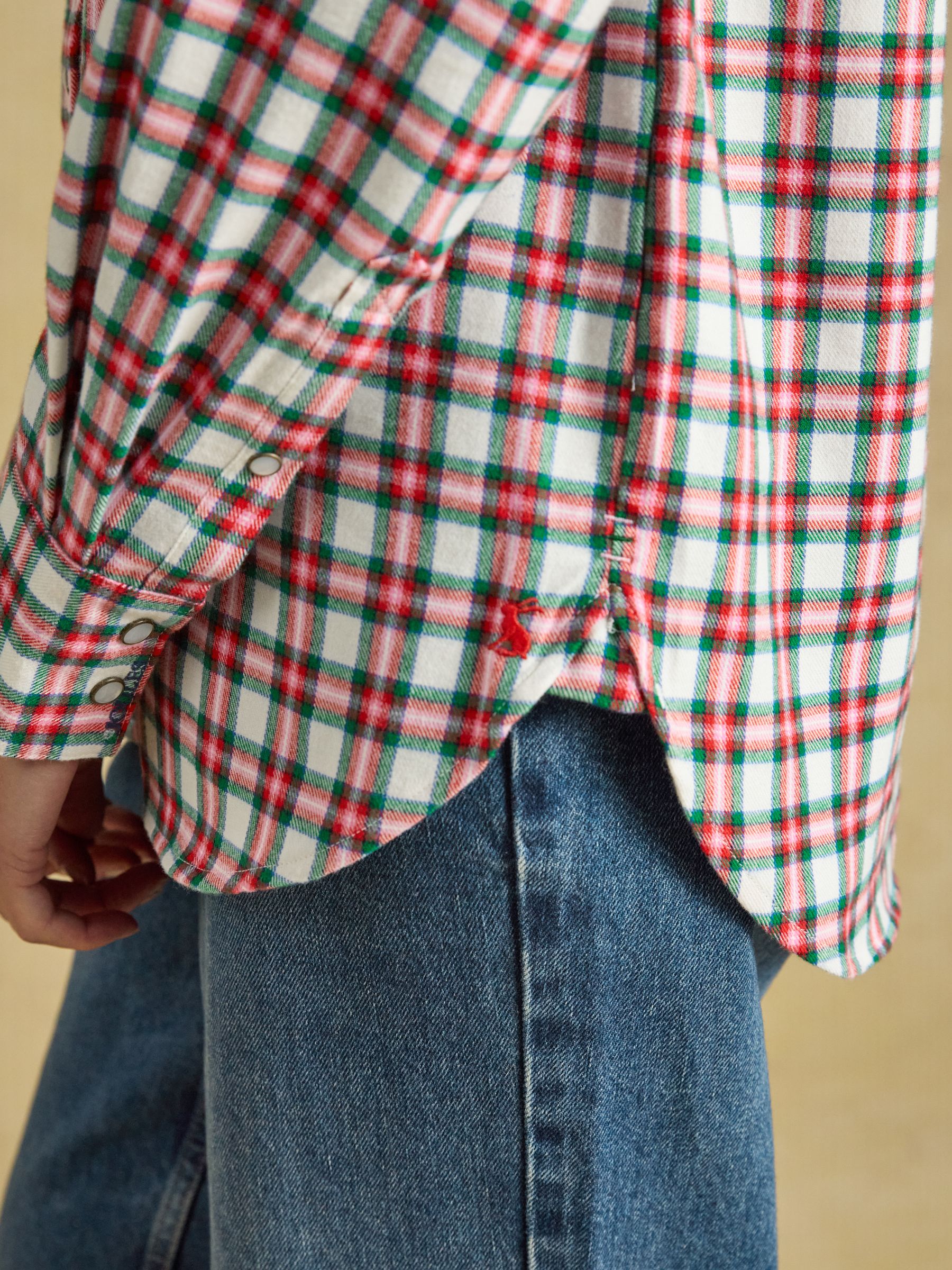 Brushed Red Boyfriend Fit Shirt - Image 7 of 8