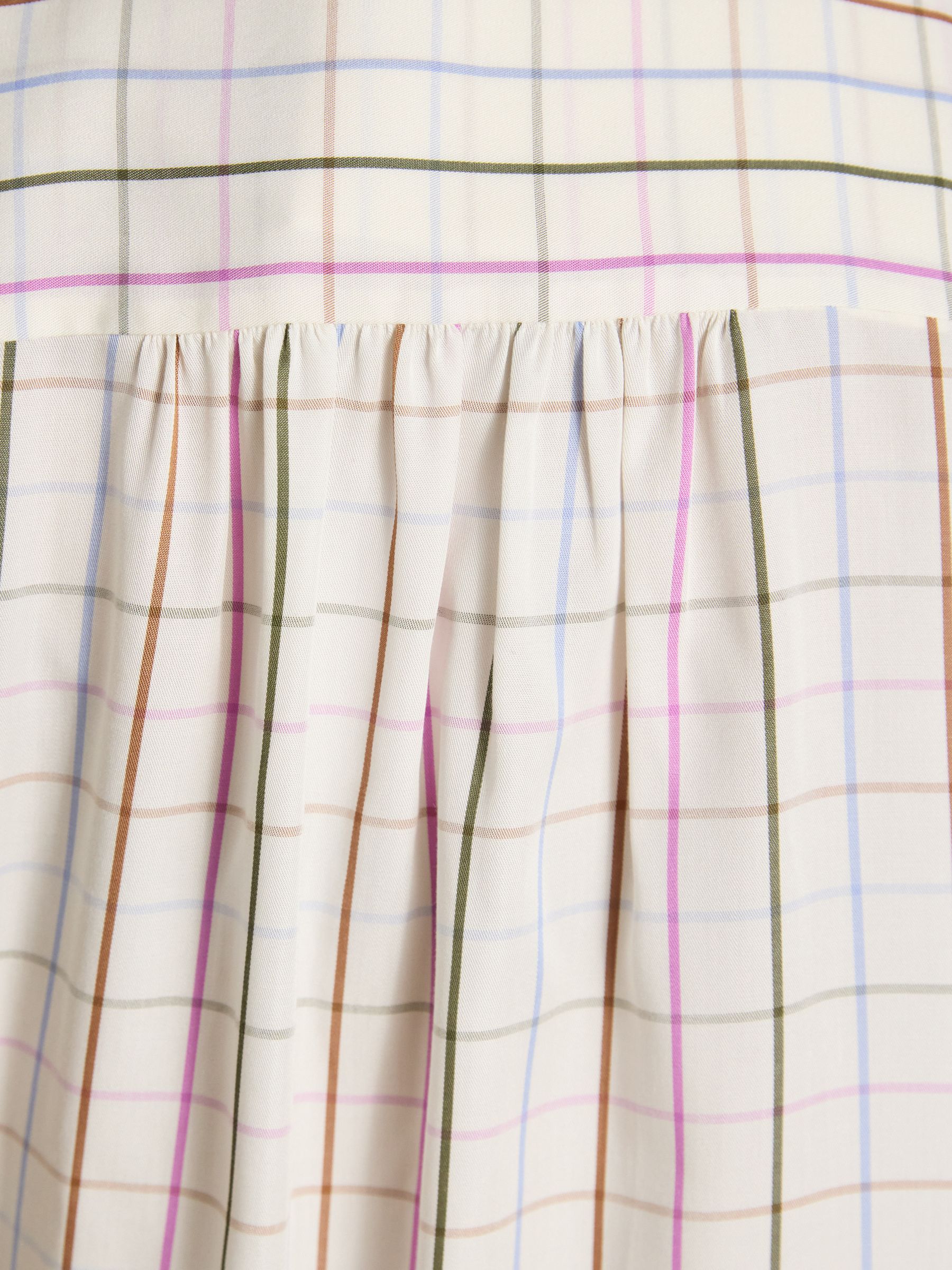 Tabby Cream Tattersall Check Tie Neck Blouse - Image 7 of 9