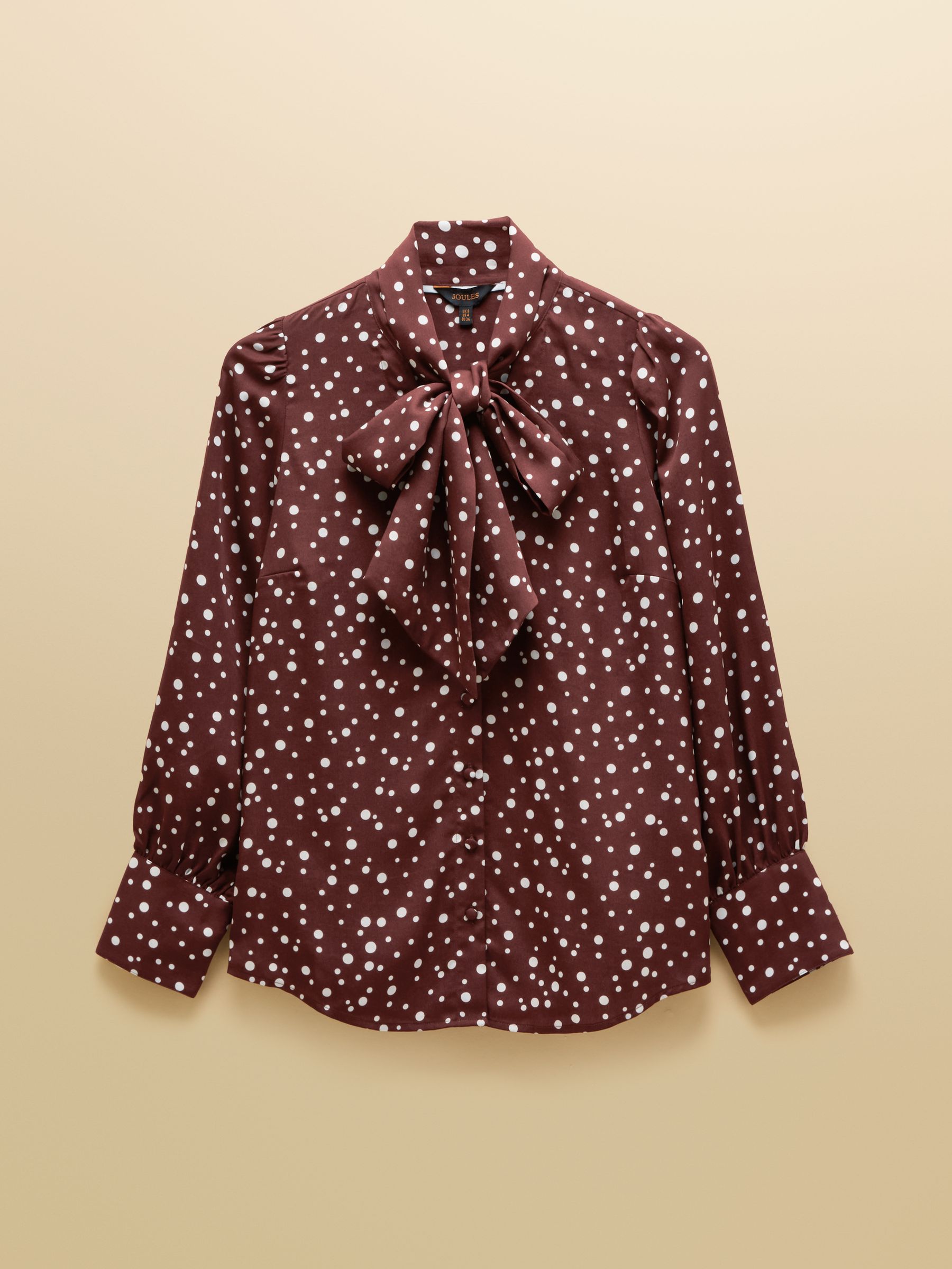 Tabby Blue/Brown Spot Tie Neck Blouse - Image 10 of 10