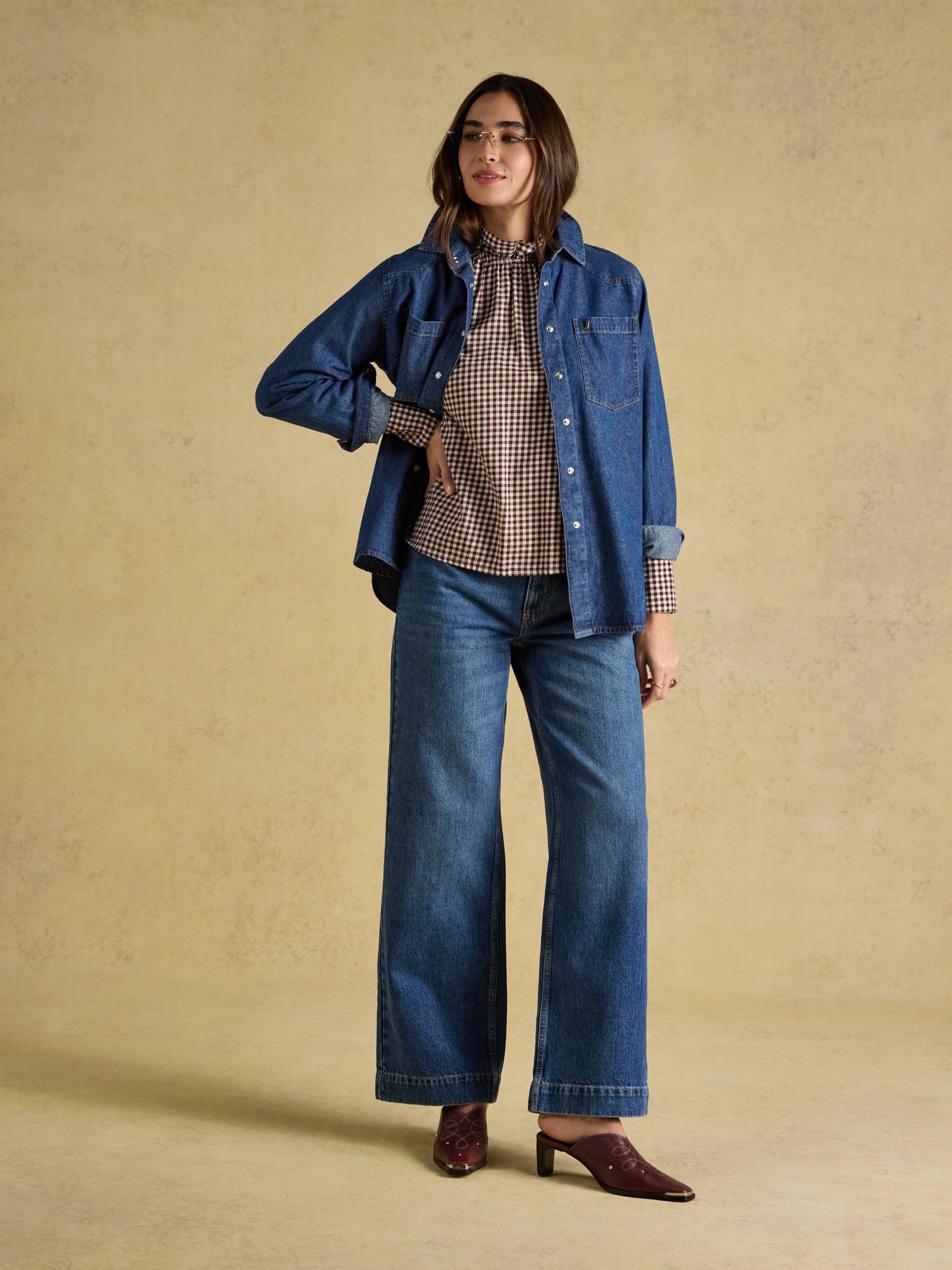 Amber Brown Gingham Tie Blouse - Image 6 of 9