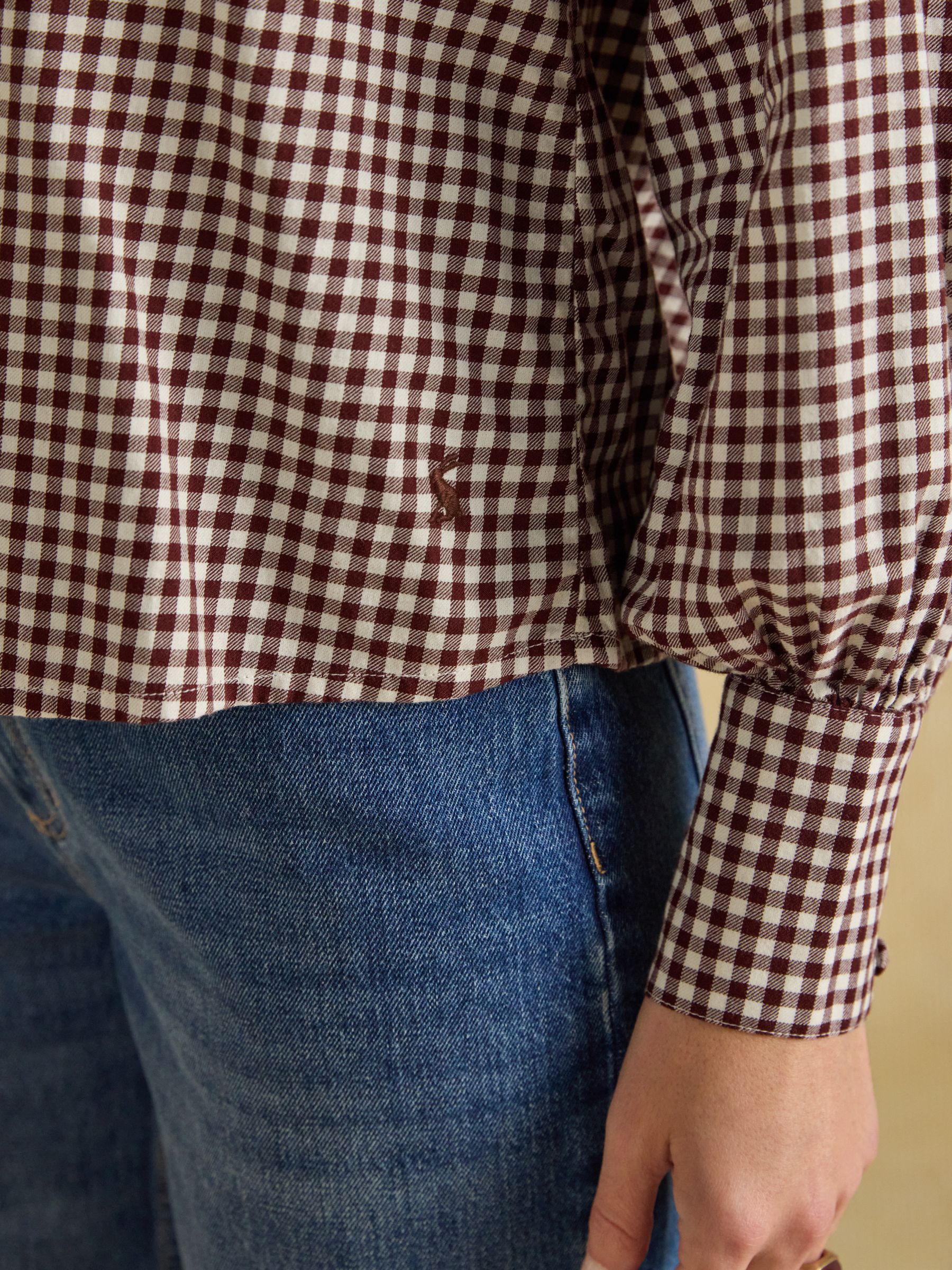 Amber Brown Gingham Tie Blouse - Image 7 of 9