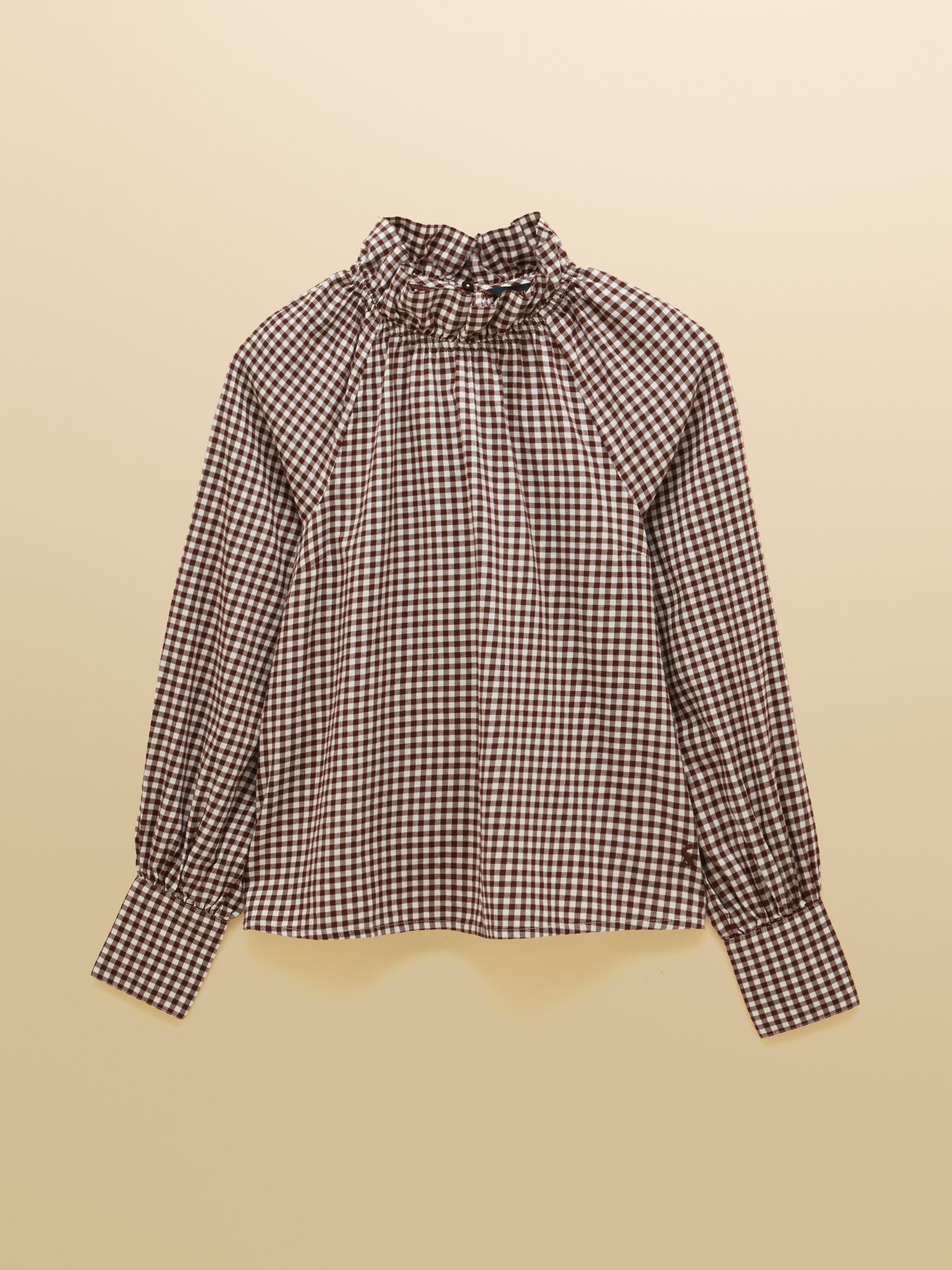 Amber Brown Gingham Tie Blouse - Image 9 of 9