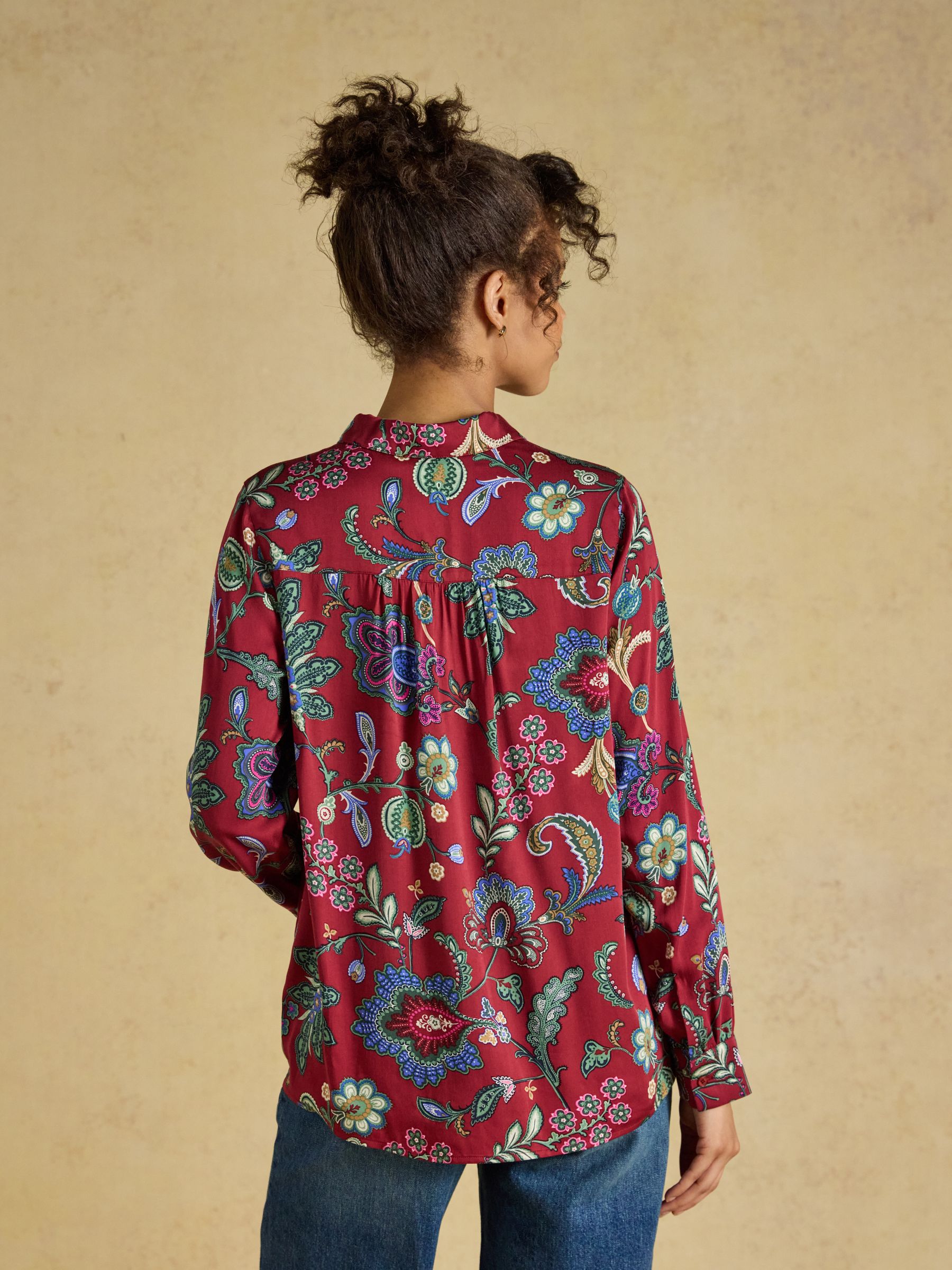 Elvina Red Floral Satin Shirt - Image 2 of 7