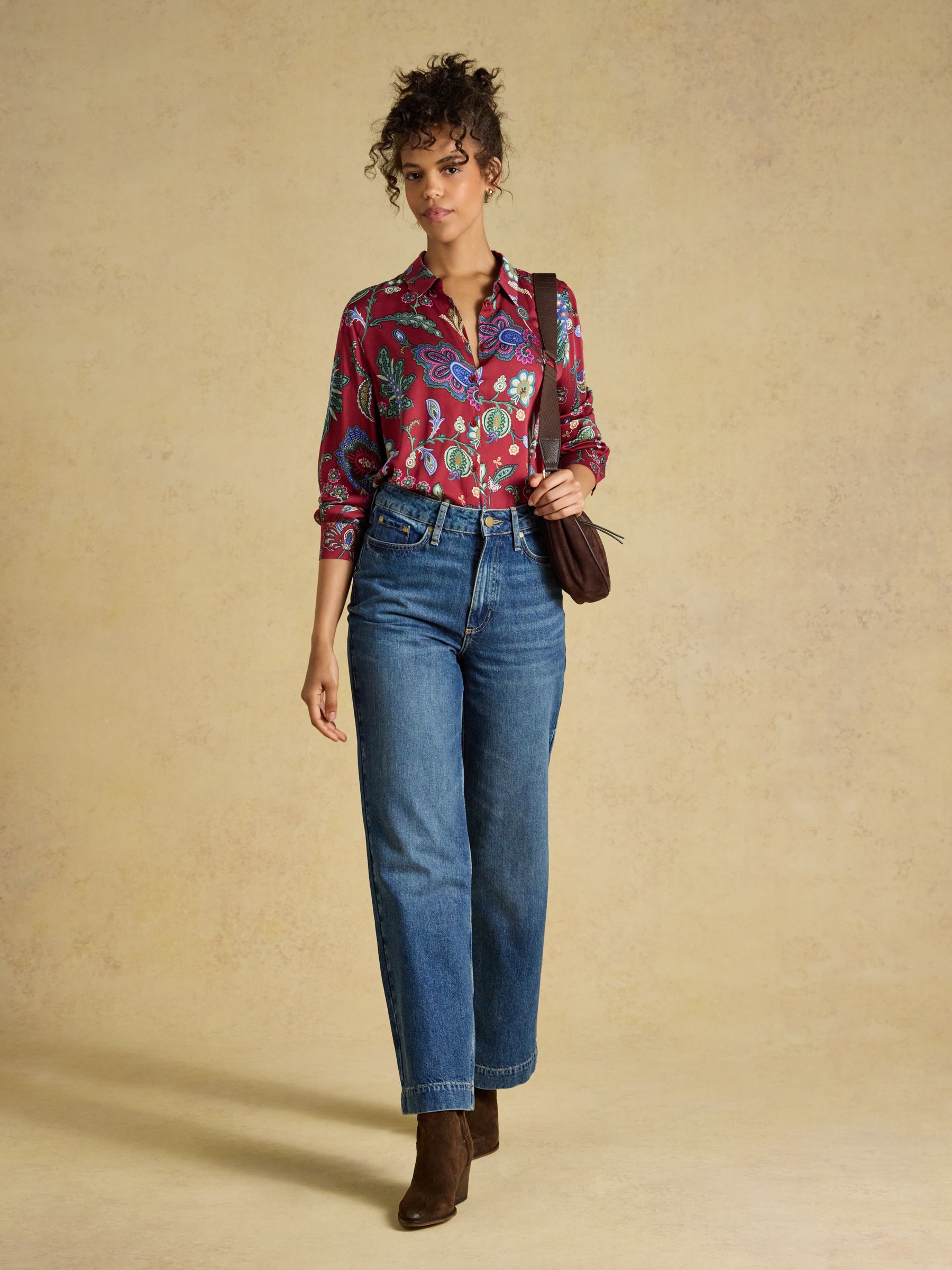 Elvina Red Floral Satin Shirt - Image 3 of 7