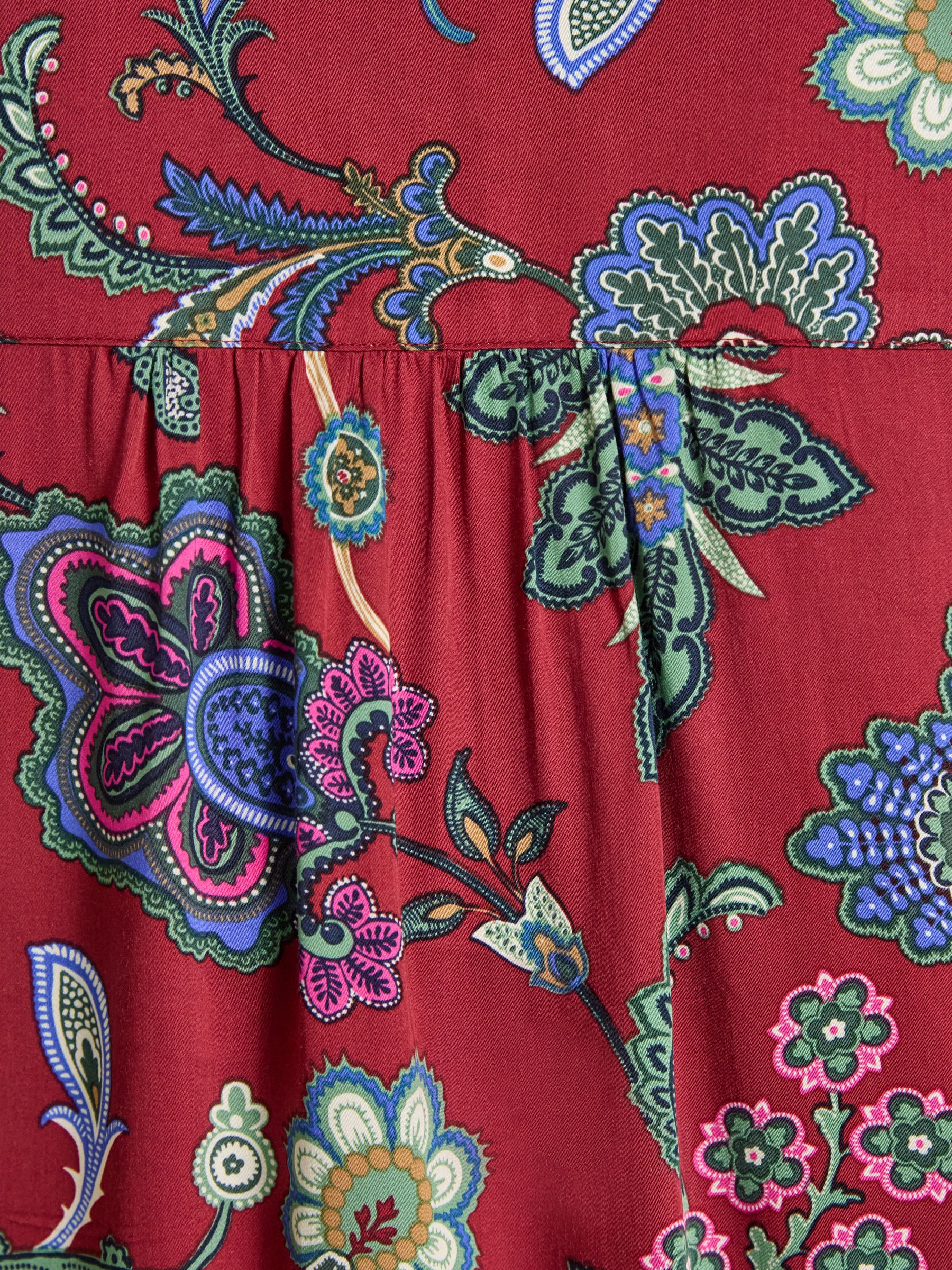 Elvina Red Floral Satin Shirt - Image 6 of 7