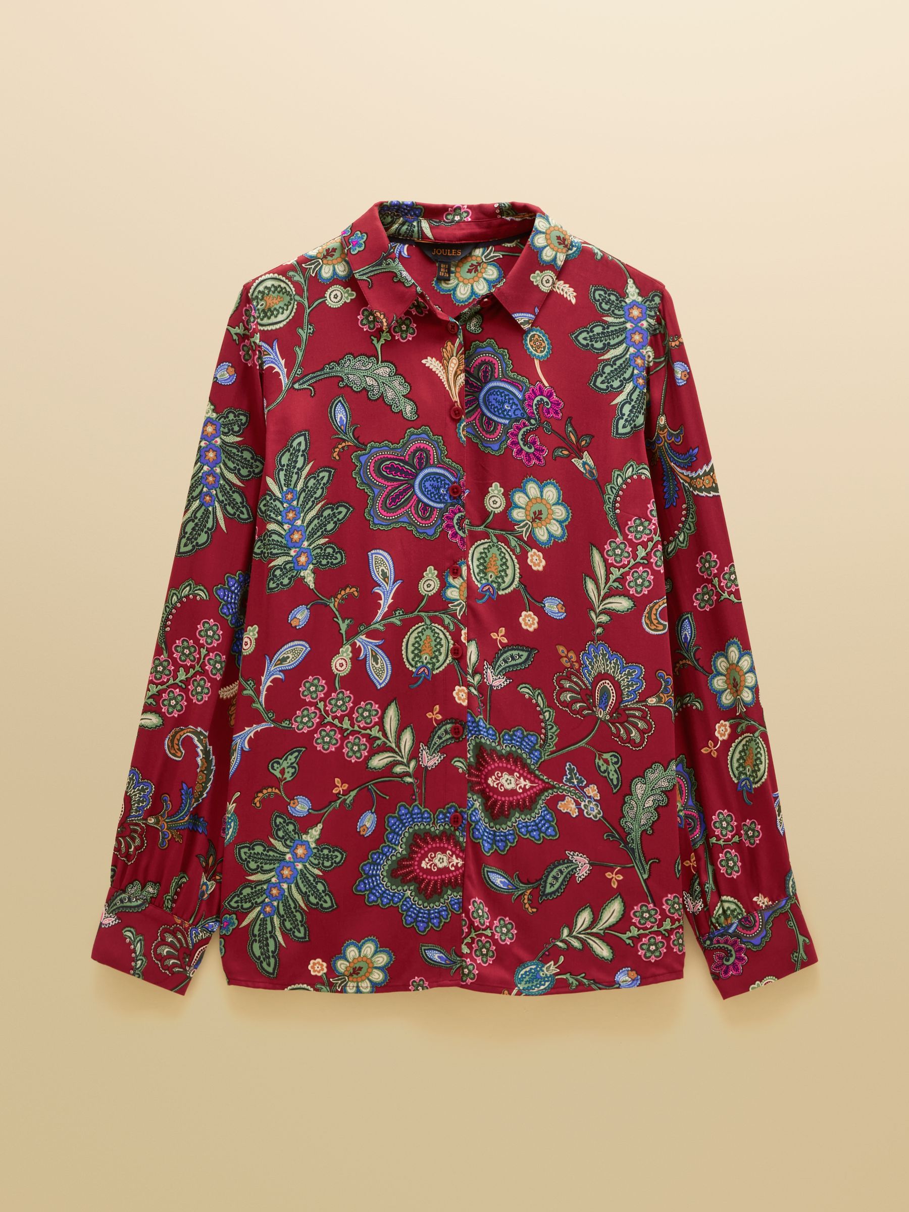 Elvina Red Floral Satin Shirt - Image 7 of 7 Elvina Red Floral Satin Shirt - Image 7 of 7