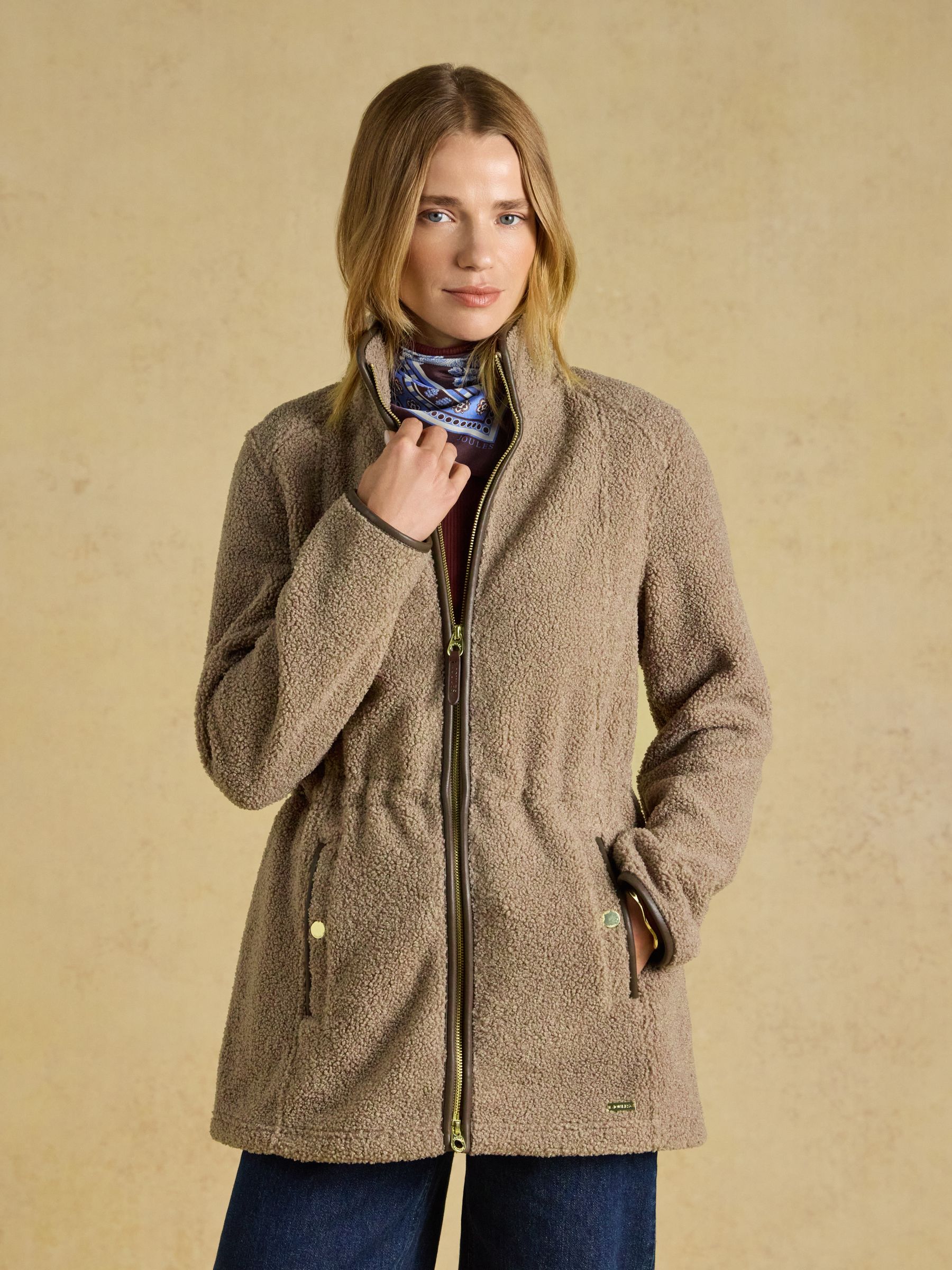 Heritage Mink Brown Regular Zip Through Borg Fleece - Image 1 of 9