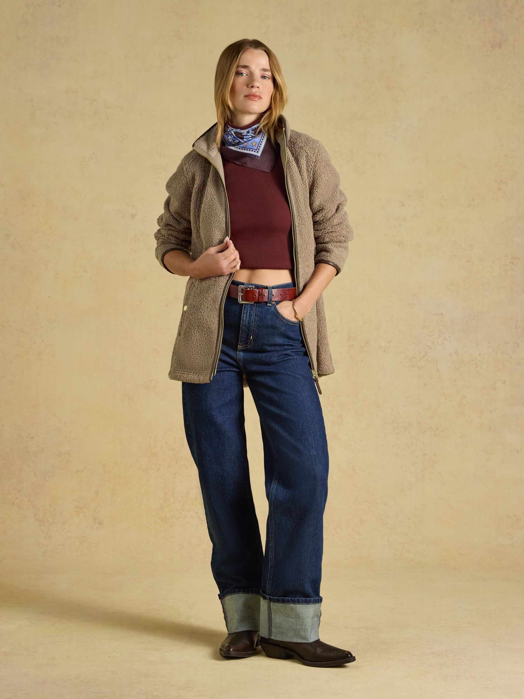 Heritage Mink Brown Regular Zip Through Borg Fleece - Image 3 of 9