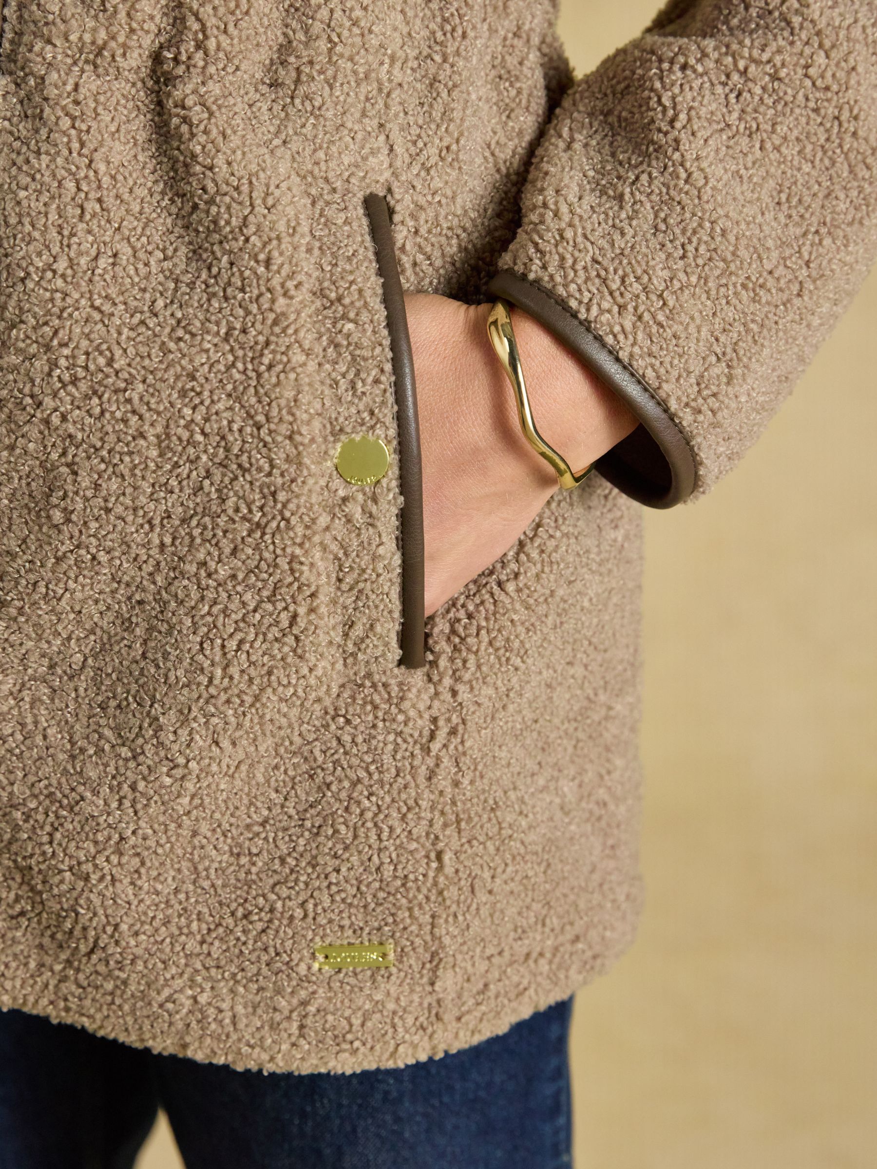 Heritage Mink Brown Regular Zip Through Borg Fleece - Image 4 of 9