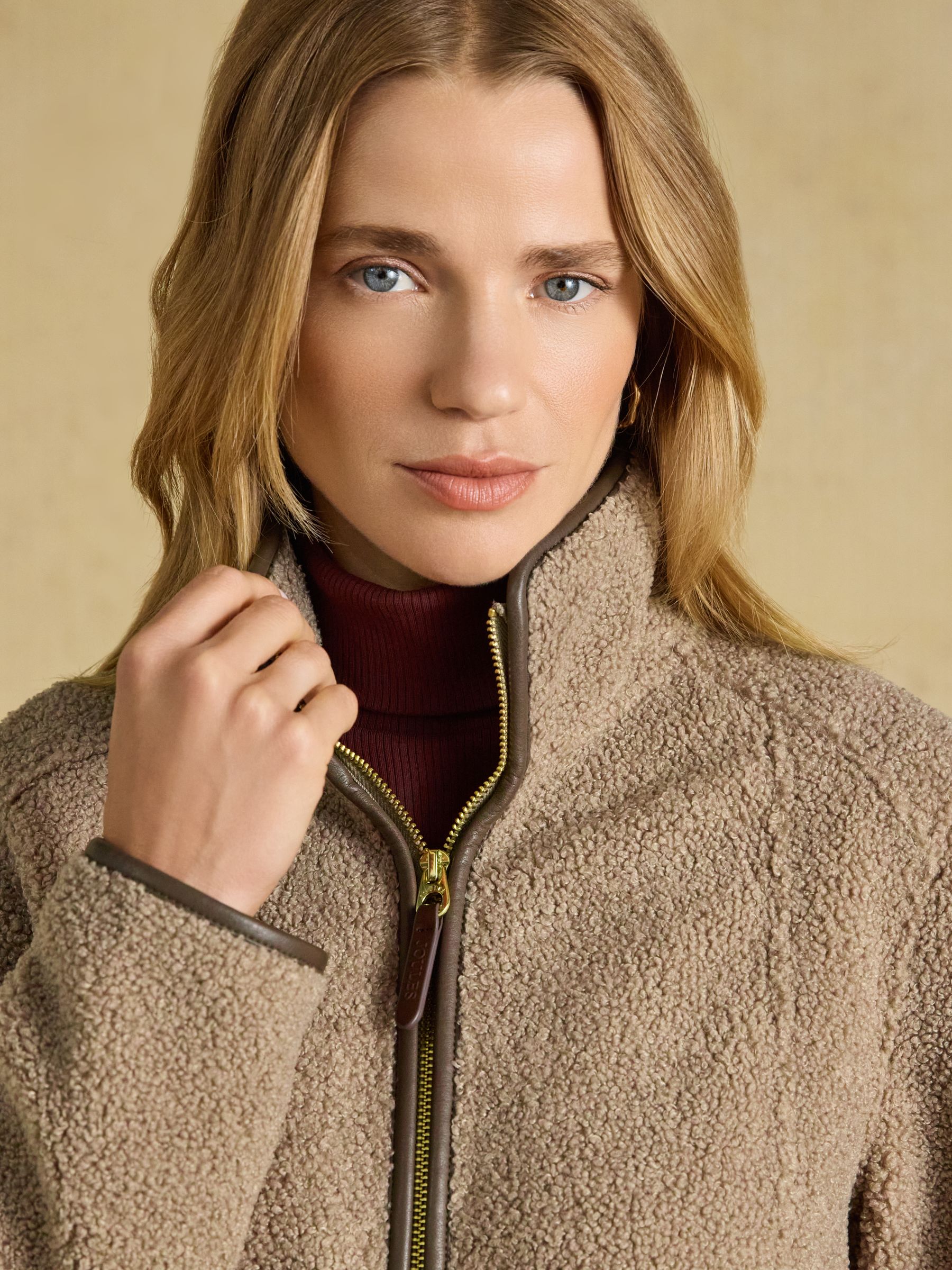 Heritage Mink Brown Regular Zip Through Borg Fleece - Image 6 of 9