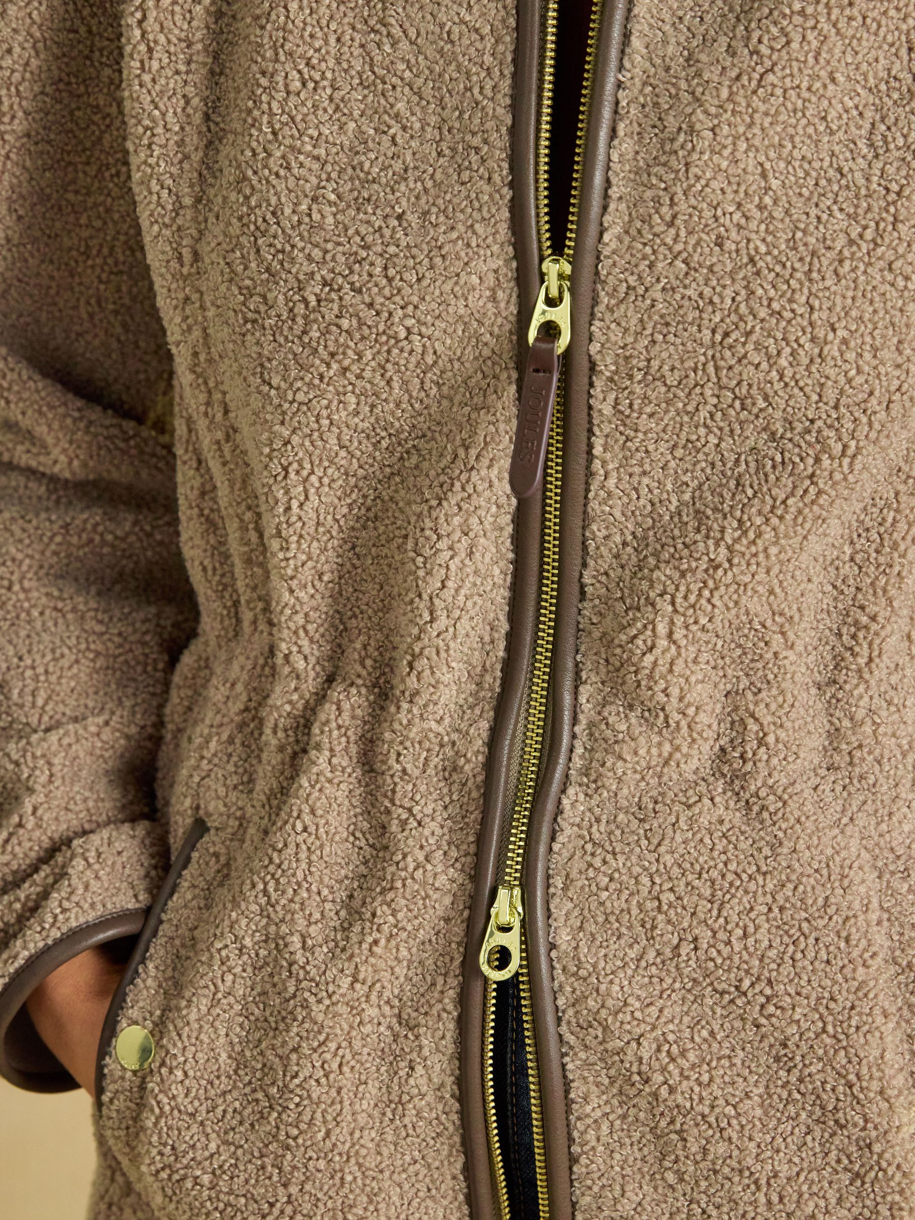 Heritage Mink Brown Regular Zip Through Borg Fleece - Image 7 of 9