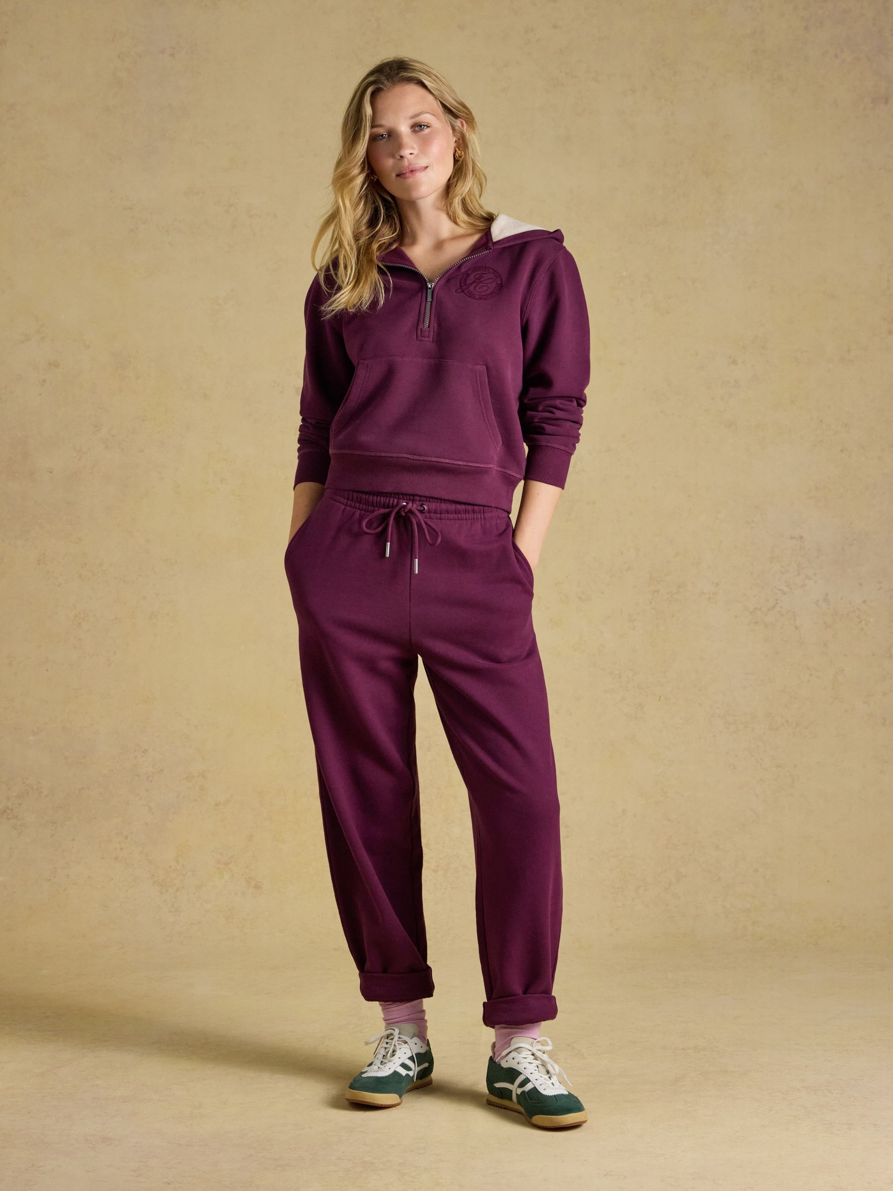 Wine Half Zip Cotton Blend Hoodie - Image 3 of 10
