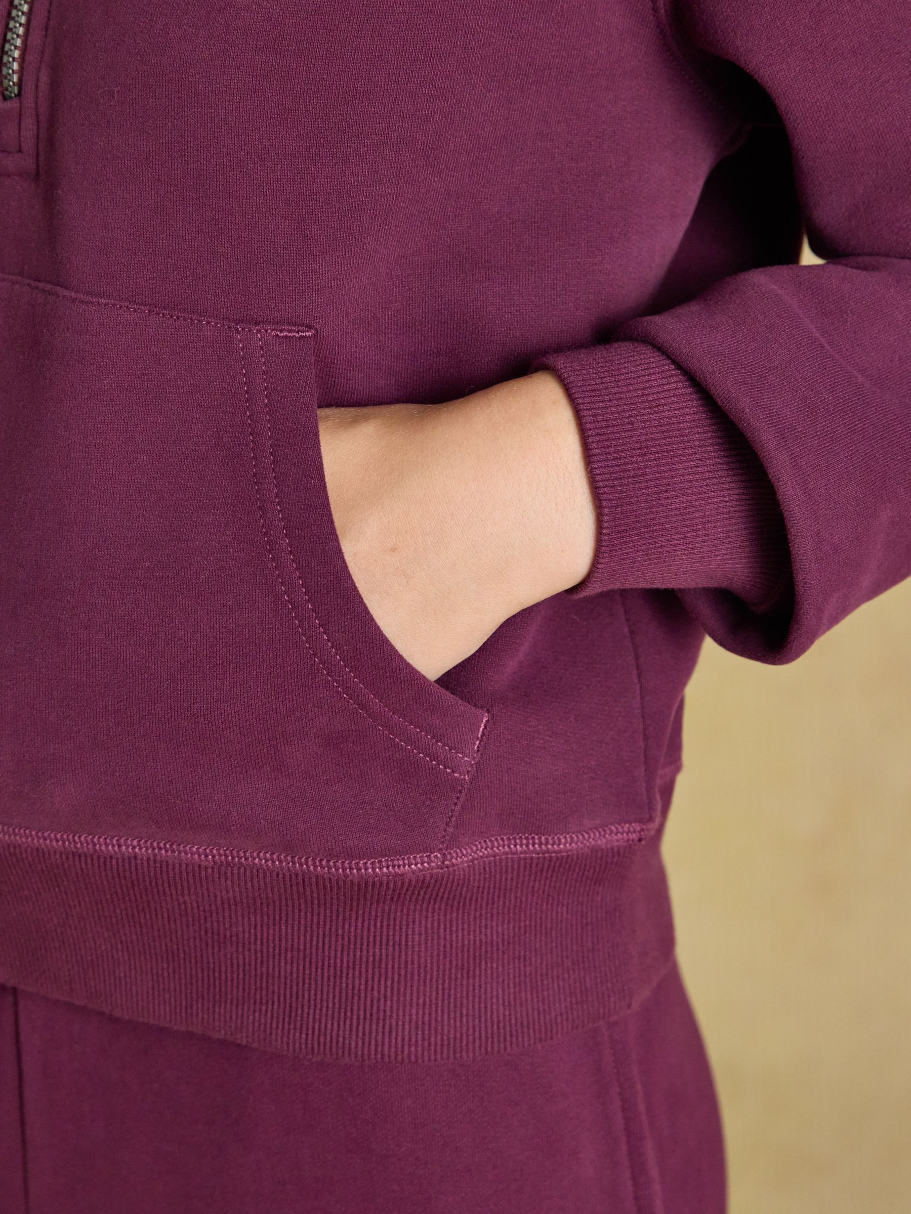 Wine Half Zip Cotton Blend Hoodie - Image 4 of 10