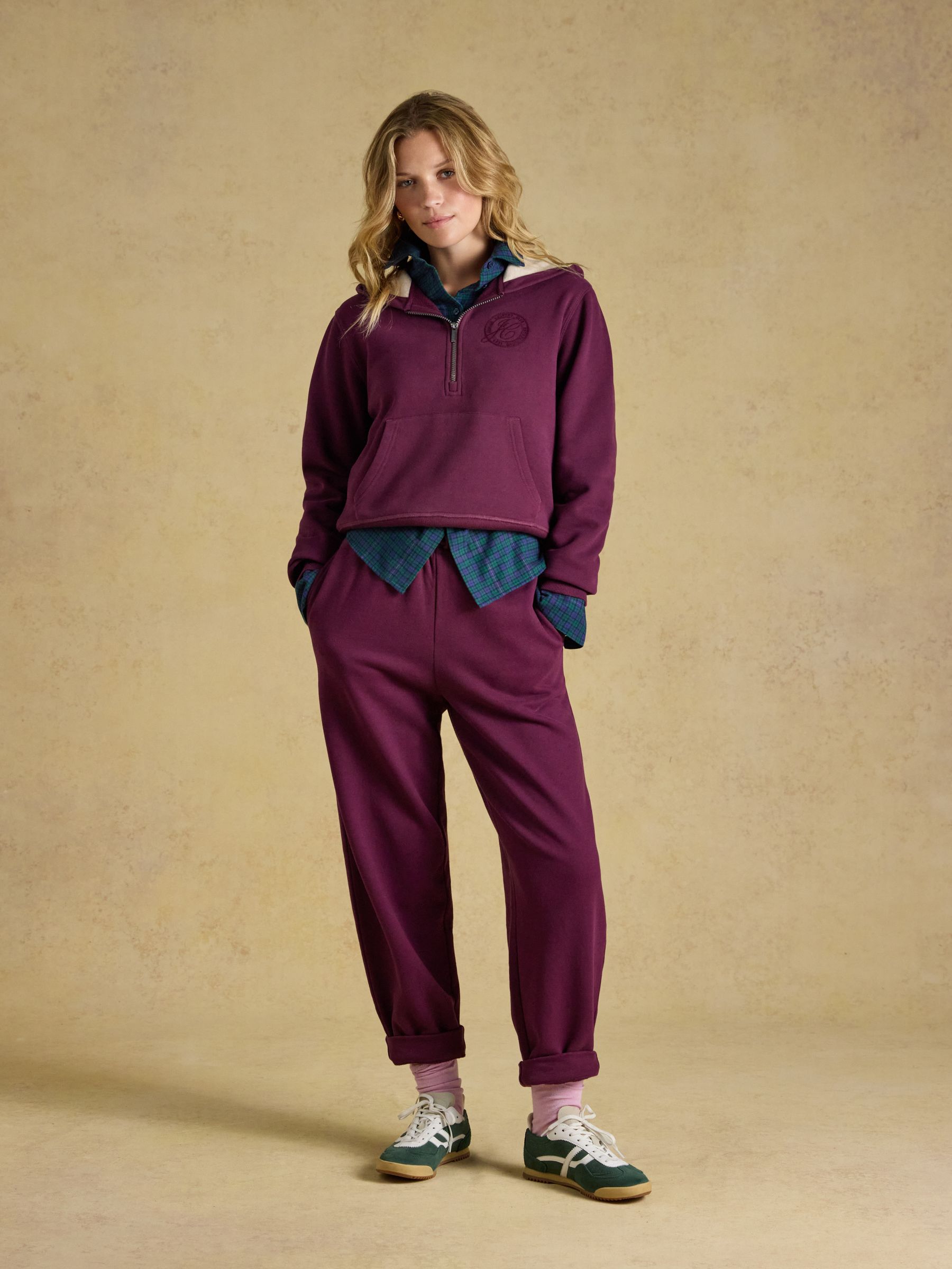 Wine Half Zip Cotton Blend Hoodie - Image 5 of 10