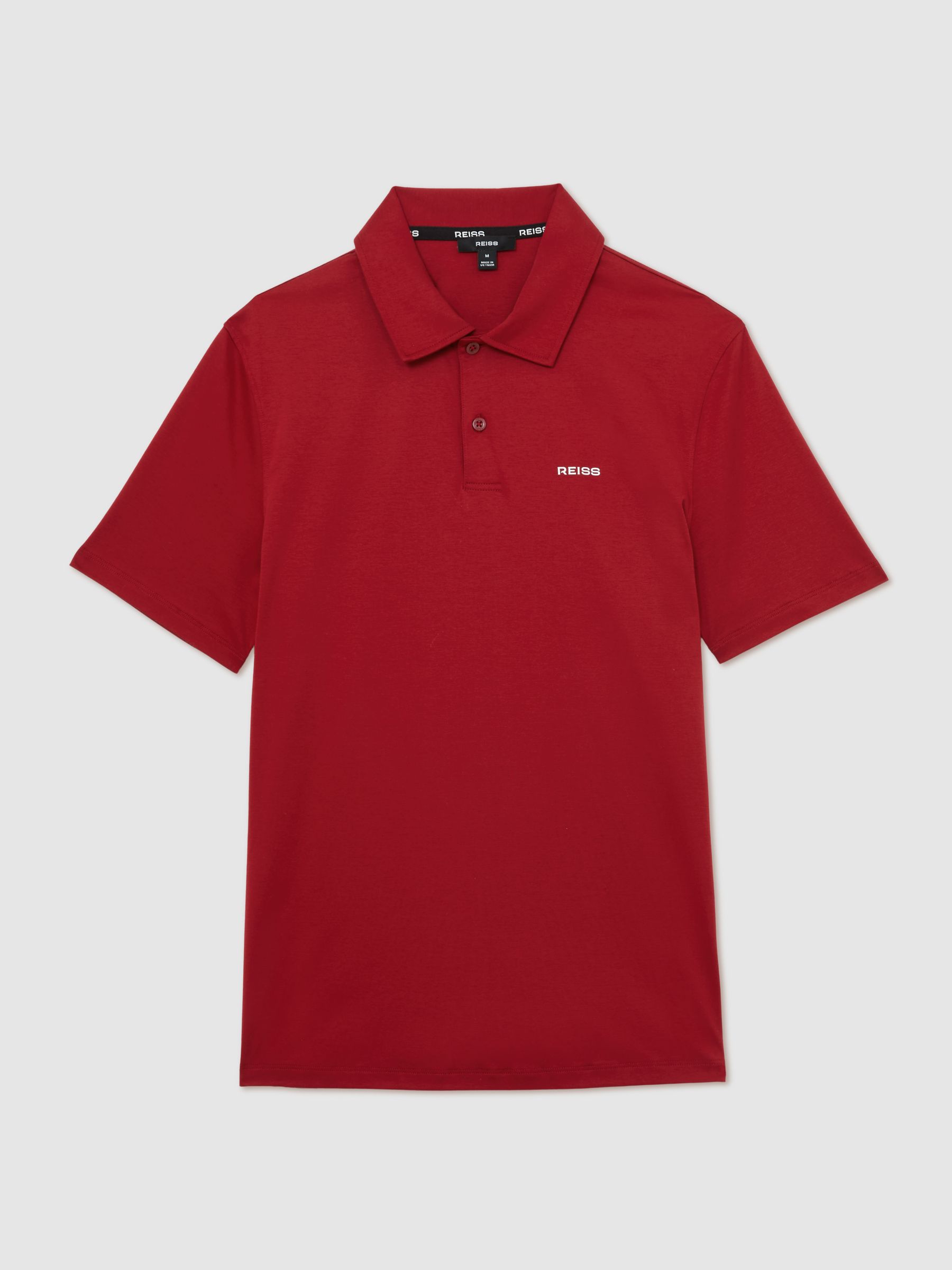 Airwater-Cotton Logo Polo Shirt in Red - Image 2 of 6