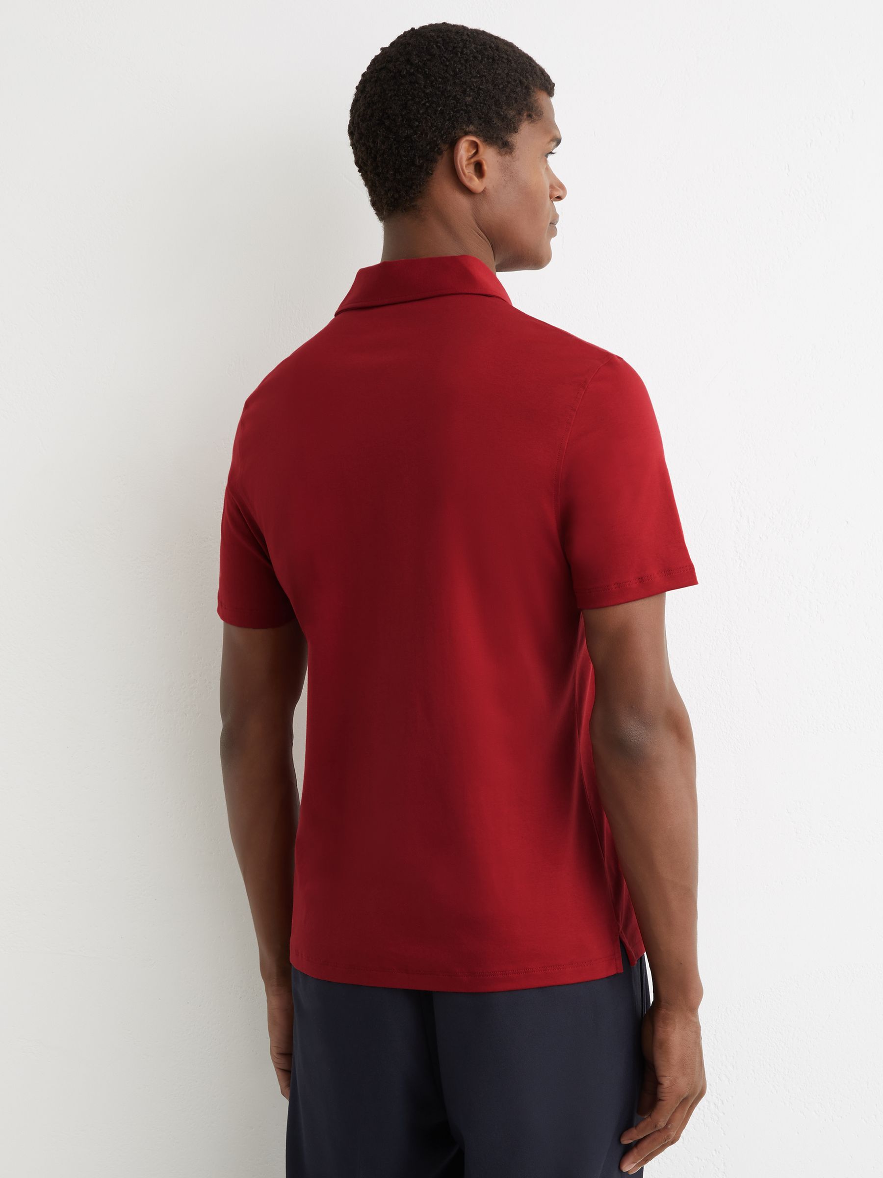 Airwater-Cotton Logo Polo Shirt in Red - Image 5 of 6