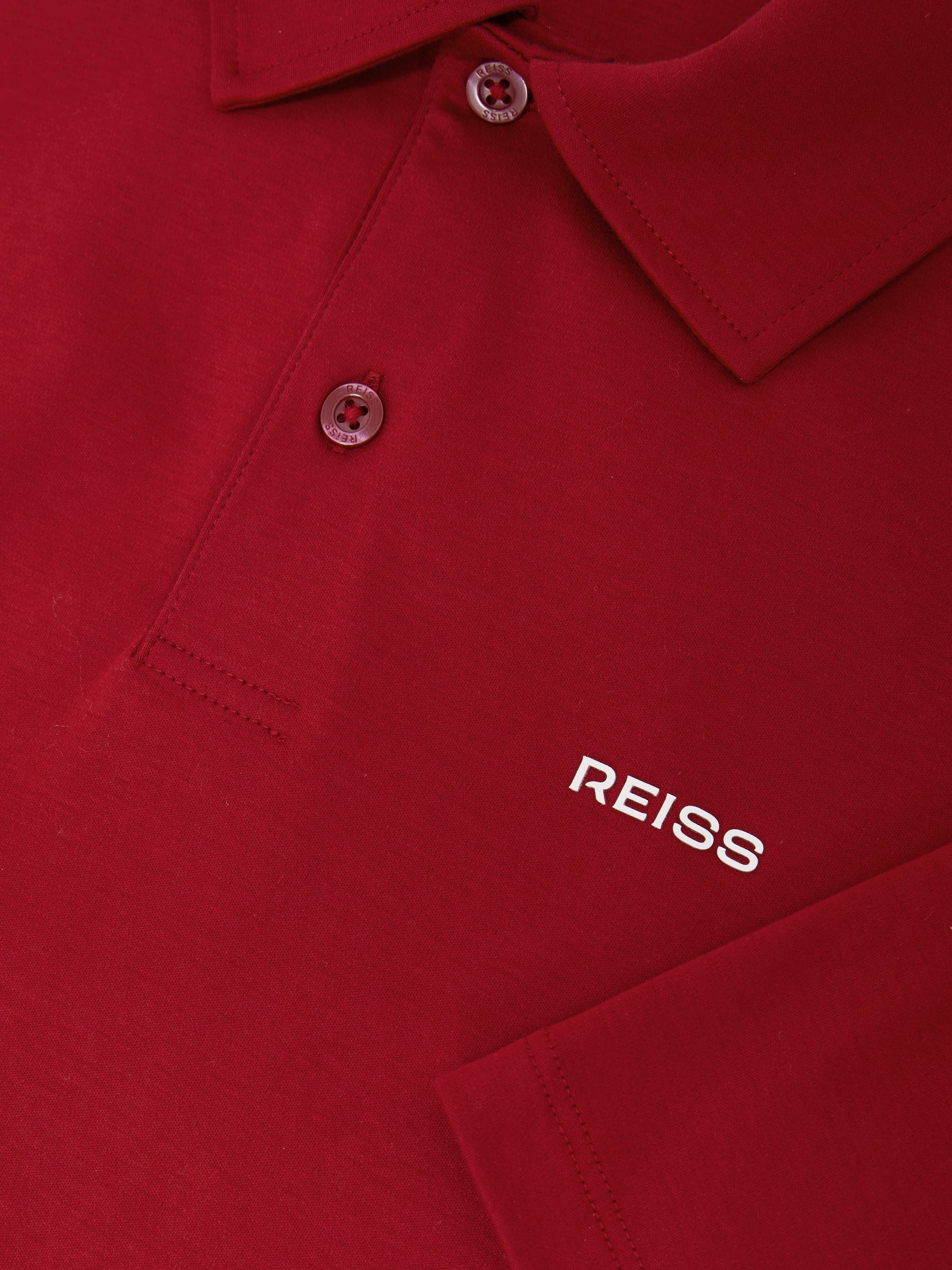 Airwater-Cotton Logo Polo Shirt in Red - Image 6 of 6