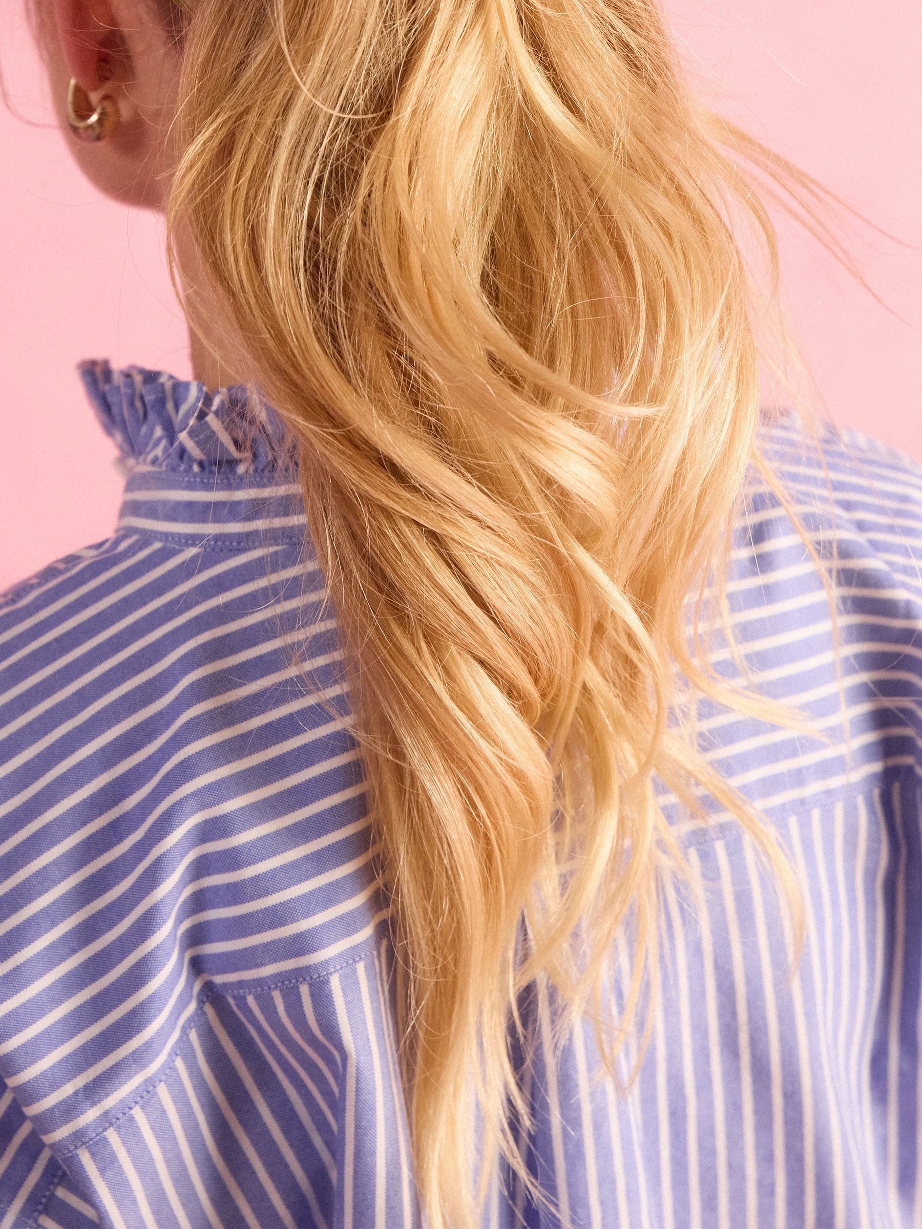 Blue & White Striped Cropped Oxford Shirt - Image 2 of 10