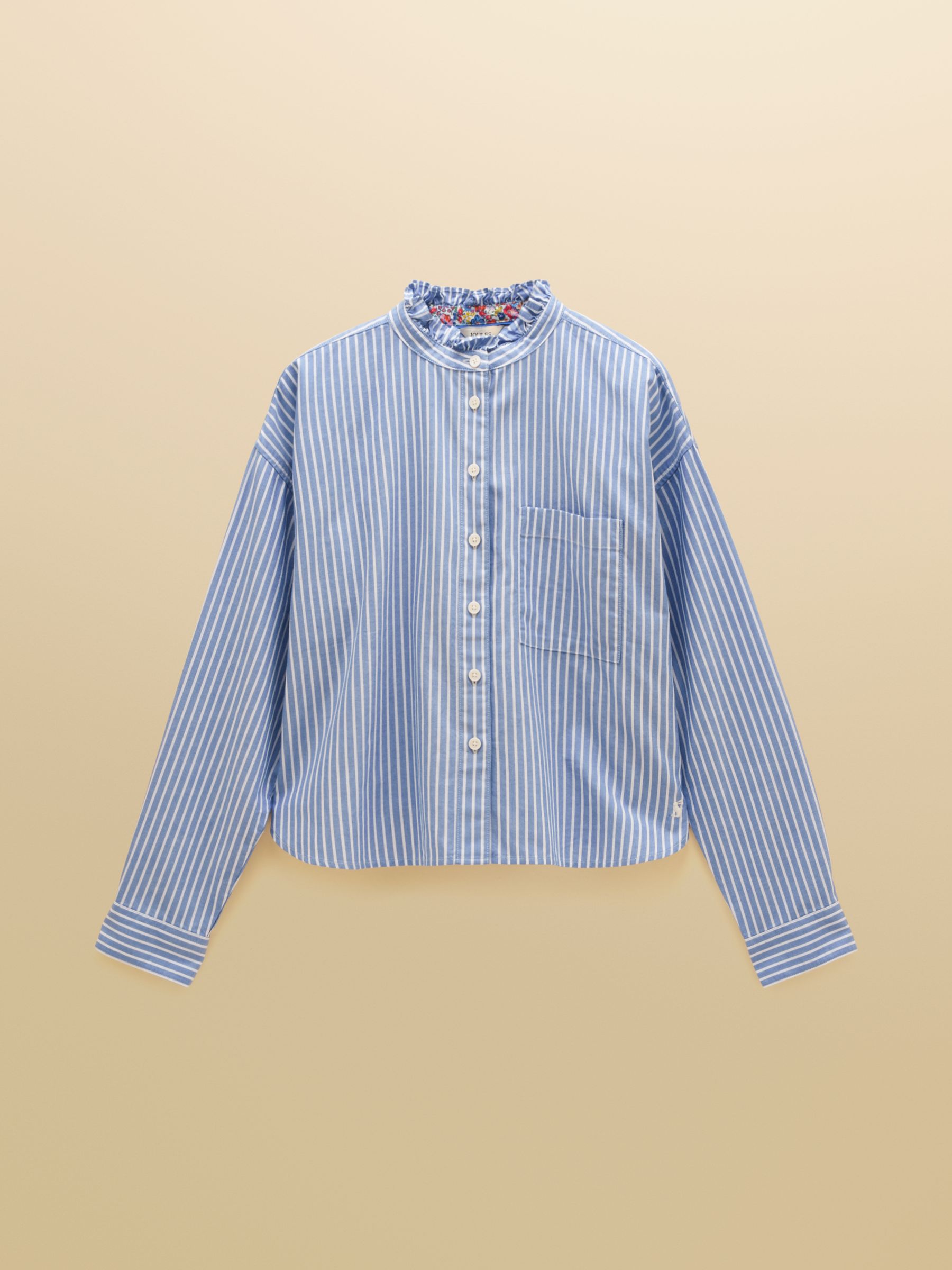 Blue & White Striped Cropped Oxford Shirt - Image 7 of 7 Blue & White Striped Cropped Oxford Shirt - Image 7 of 7