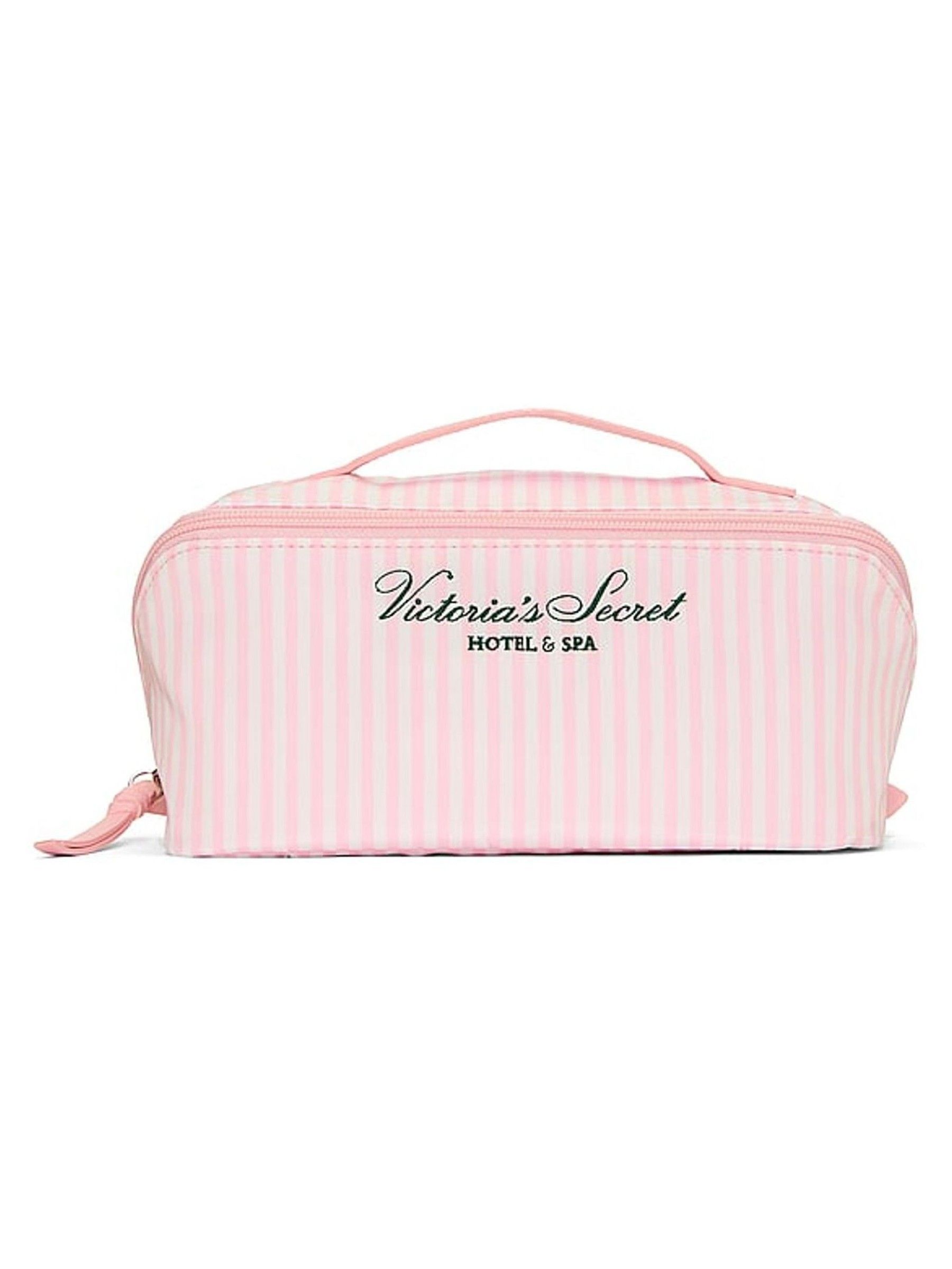 Iconic Stripe Pink Embroidered Expandable Travel Make-Up Bags 3 Piece - Image 1 of 3